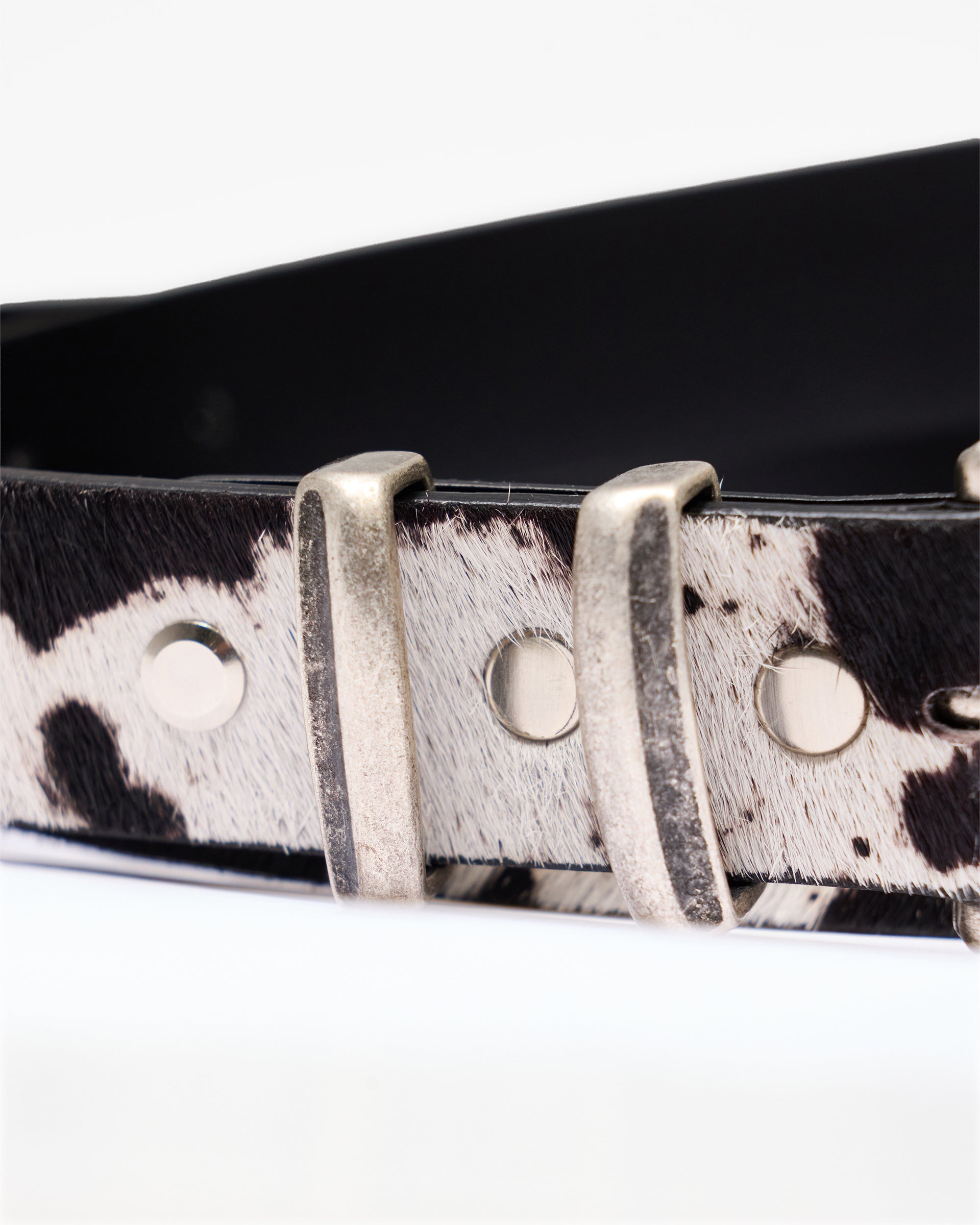 Cowhide Rodeo Belt - Flat White Jet Black