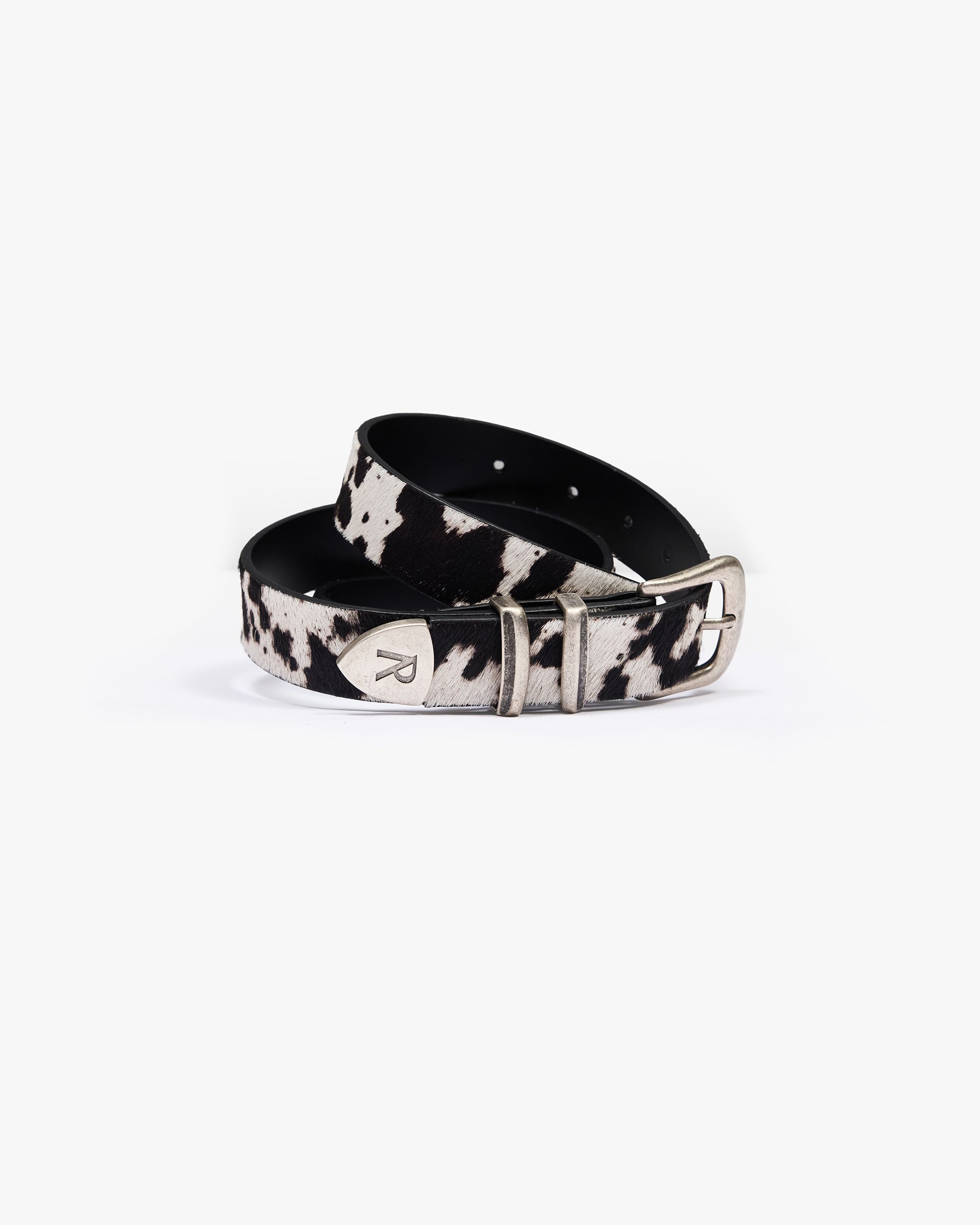 Cowhide Rodeo Belt - Flat White Jet Black