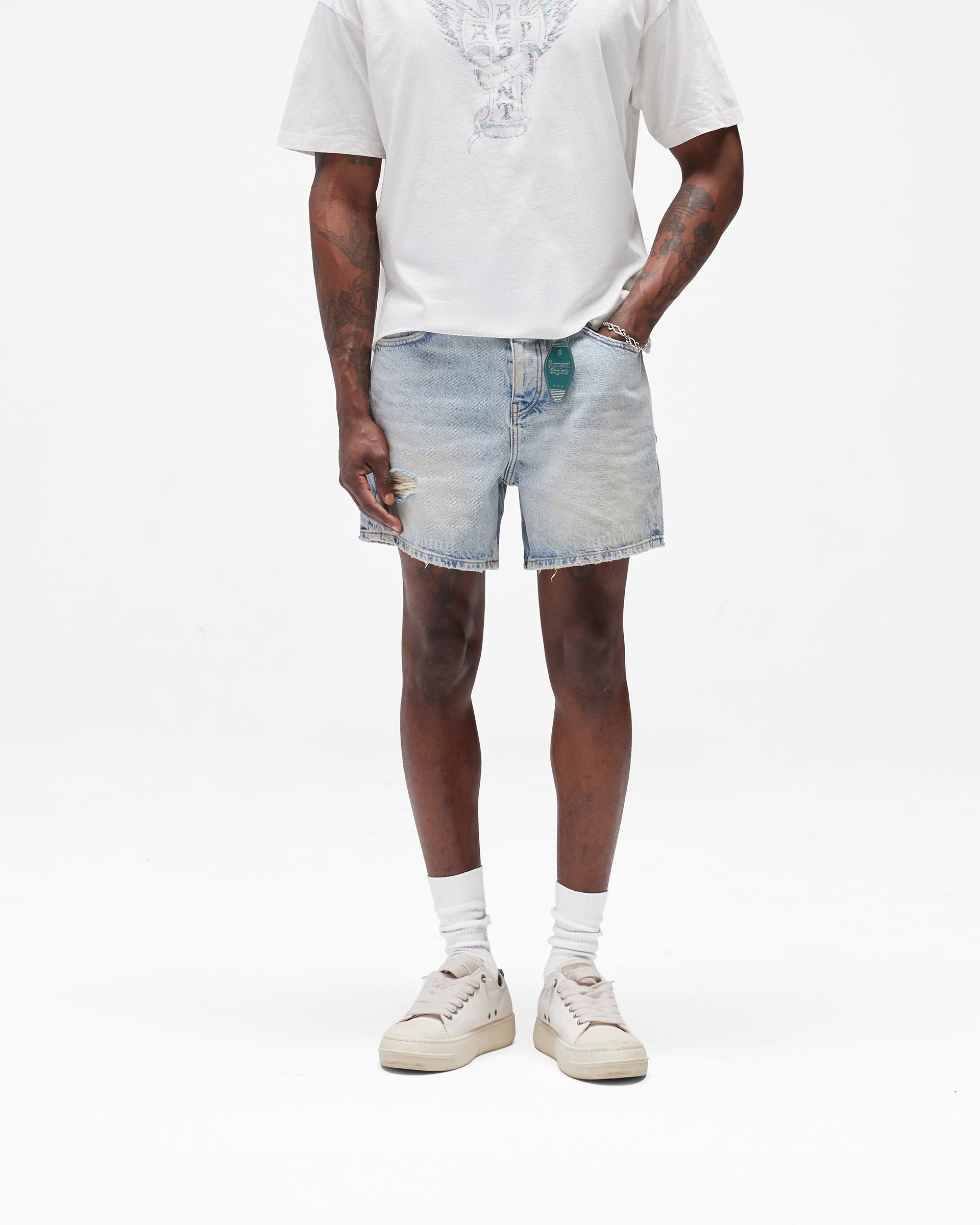 Busy Doing Nothing Denim Short - Dusty Blue