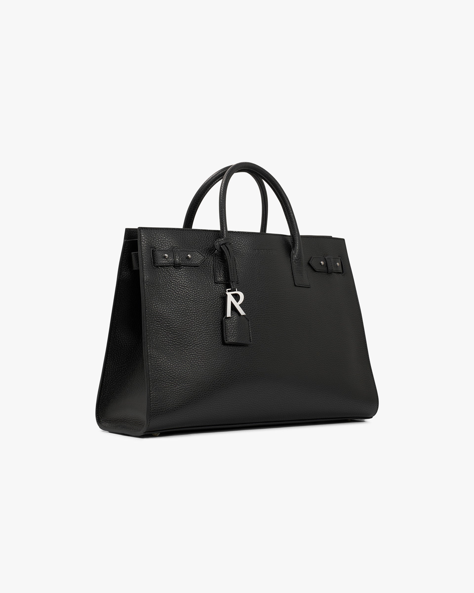 Leather Tote Bag - Textured Black