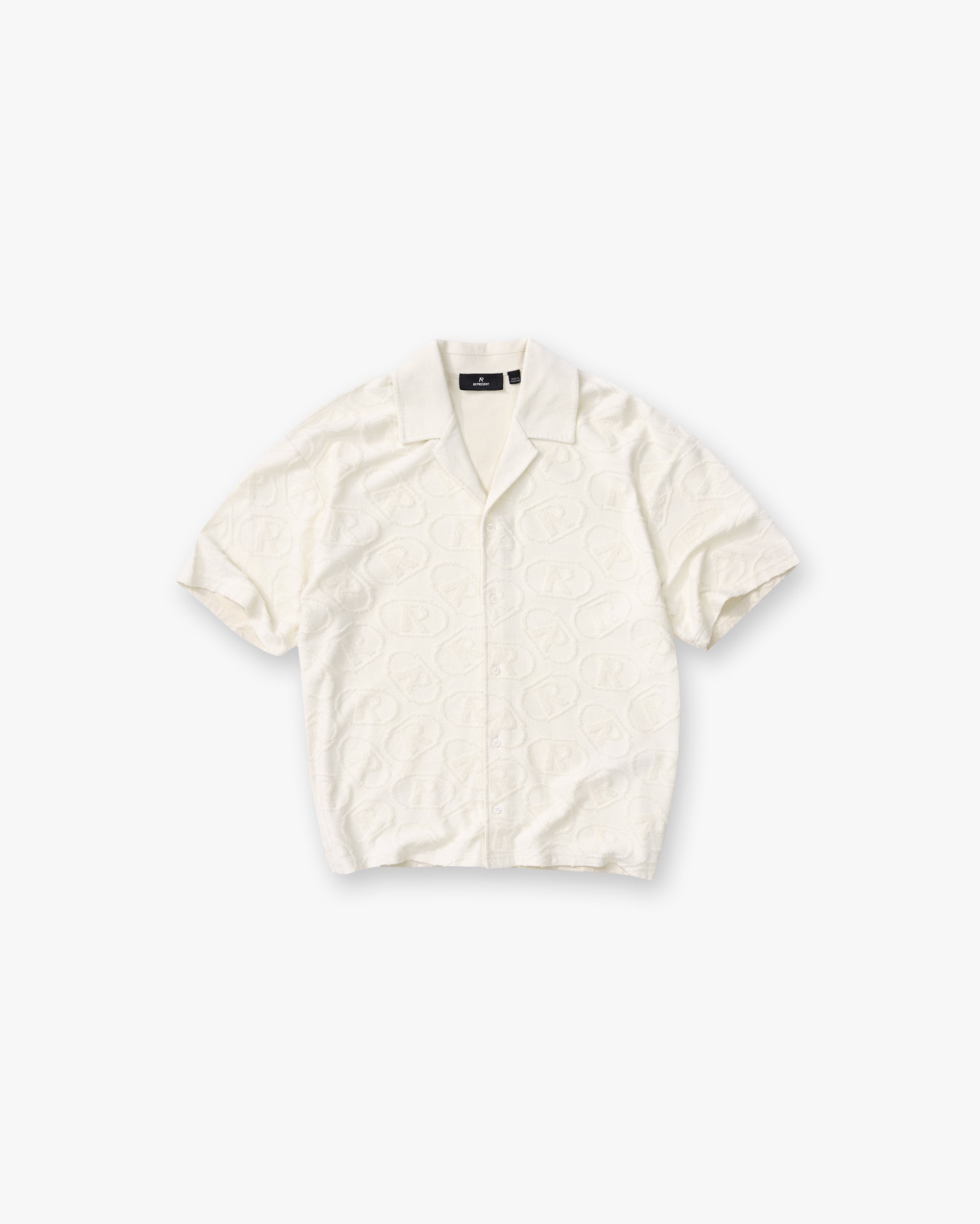 All Over Print Towel Shirt - Aged White