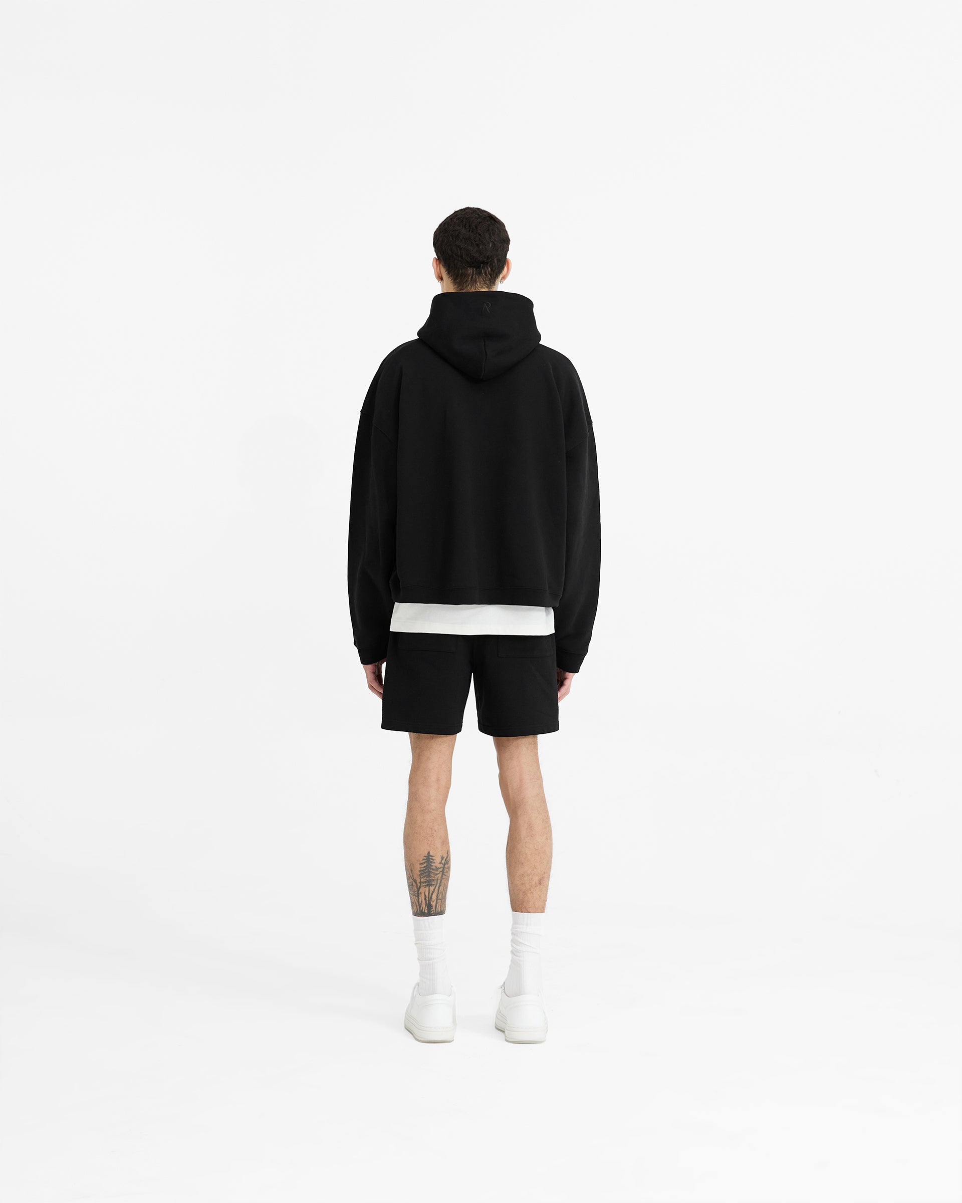 Initial Boxy Hoodie - Jet Black