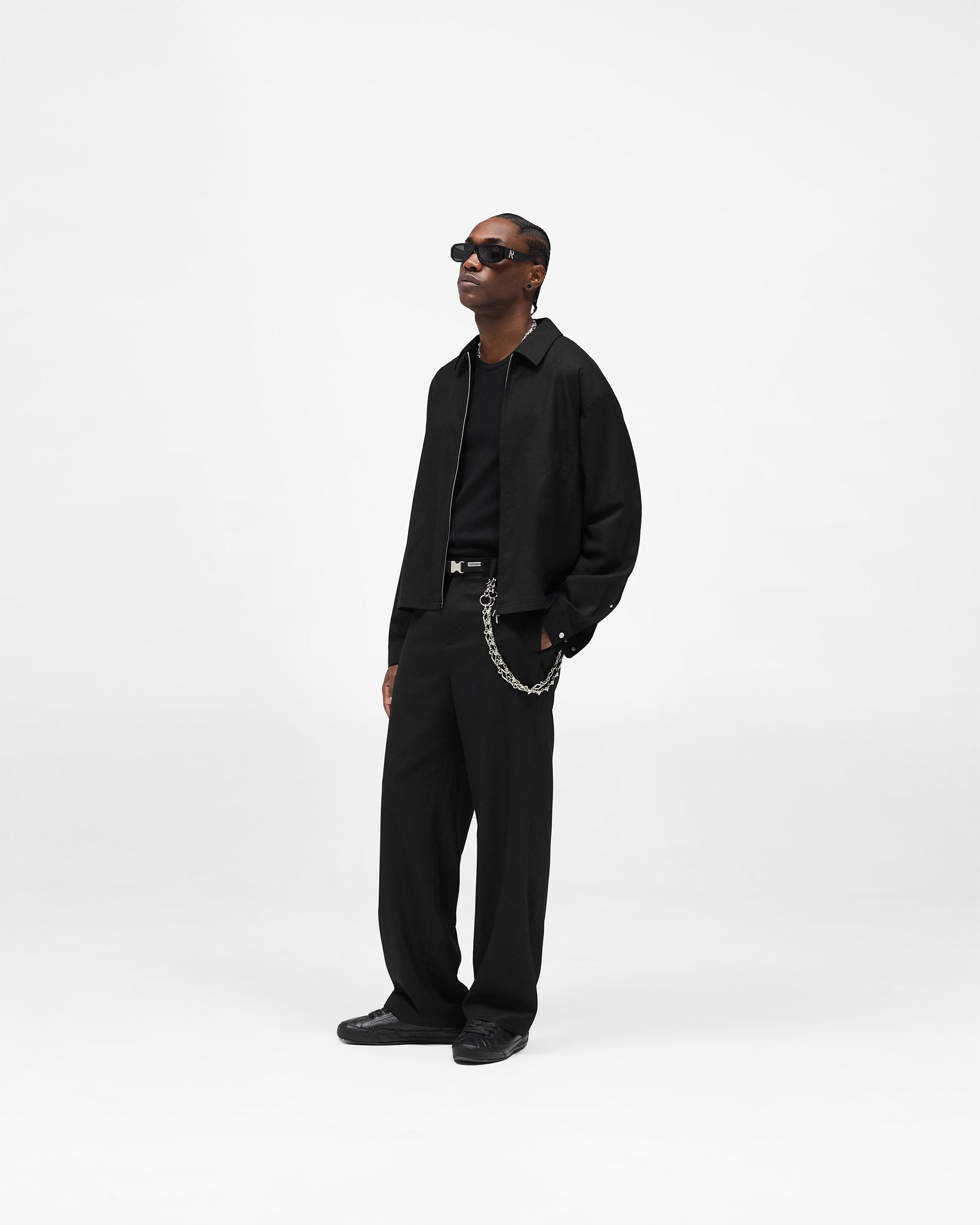 Zip Up Wool Overshirt - Jet Black