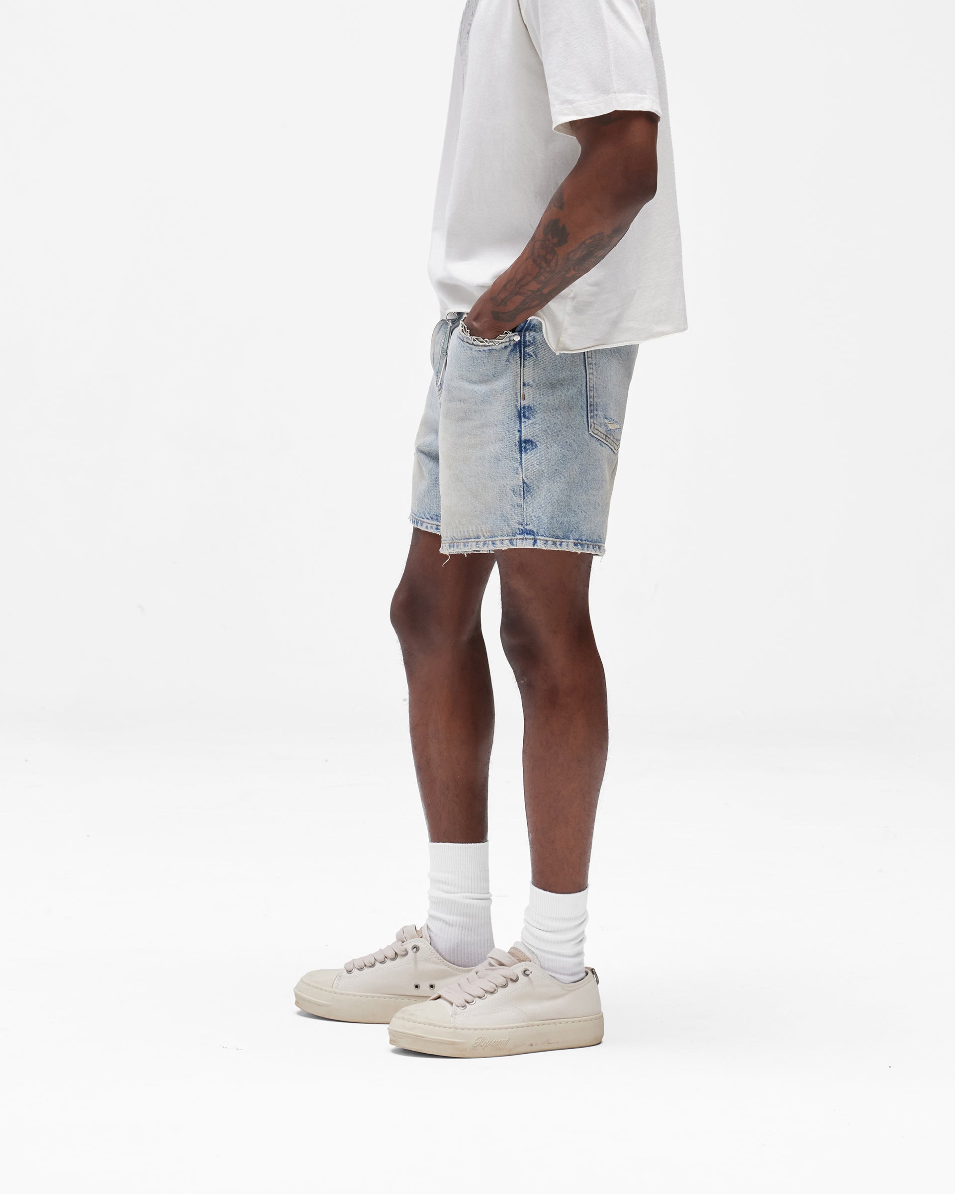 Busy Doing Nothing Denim Short - Dusty Blue