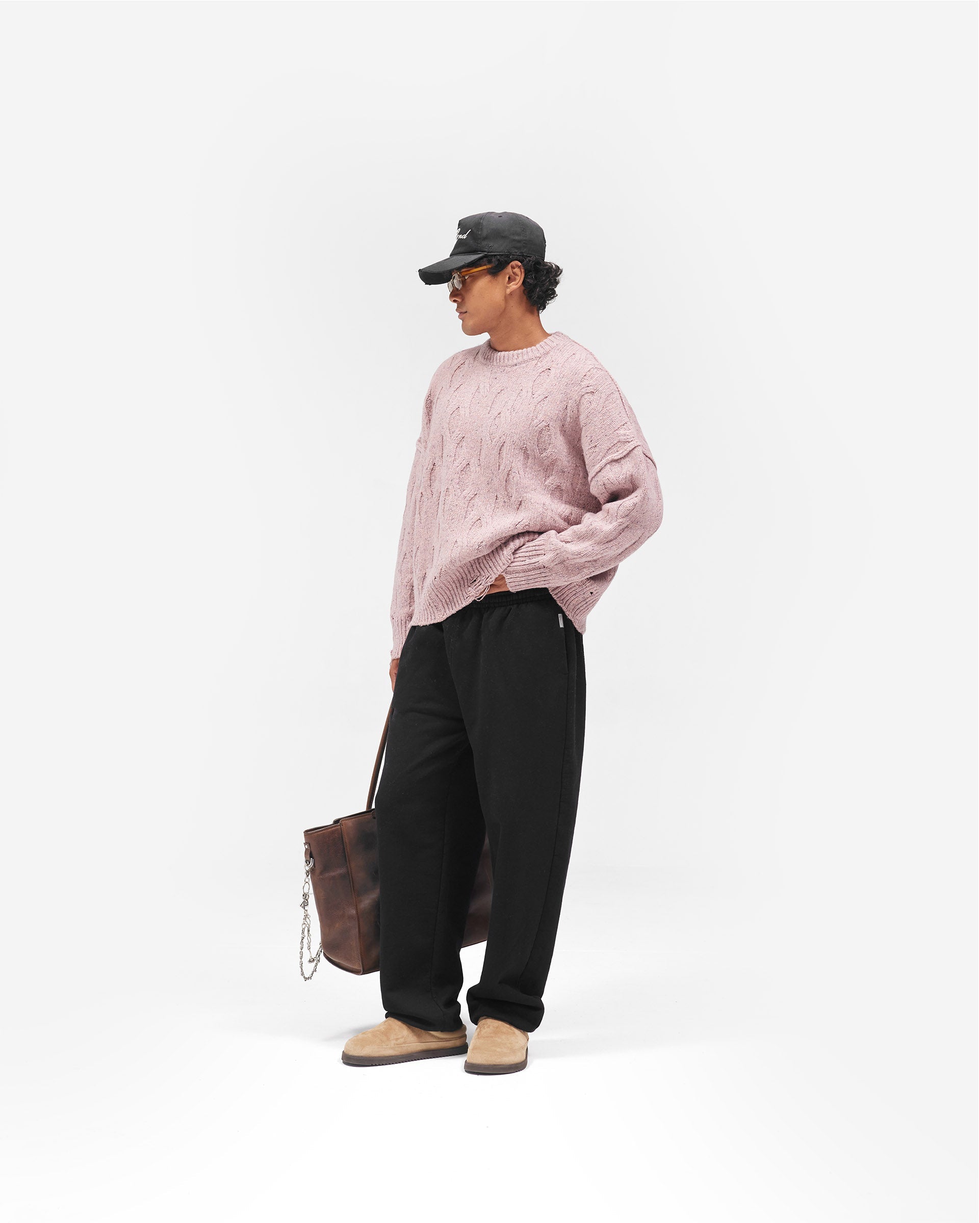 Distress Knit Sweater - Washed Pink