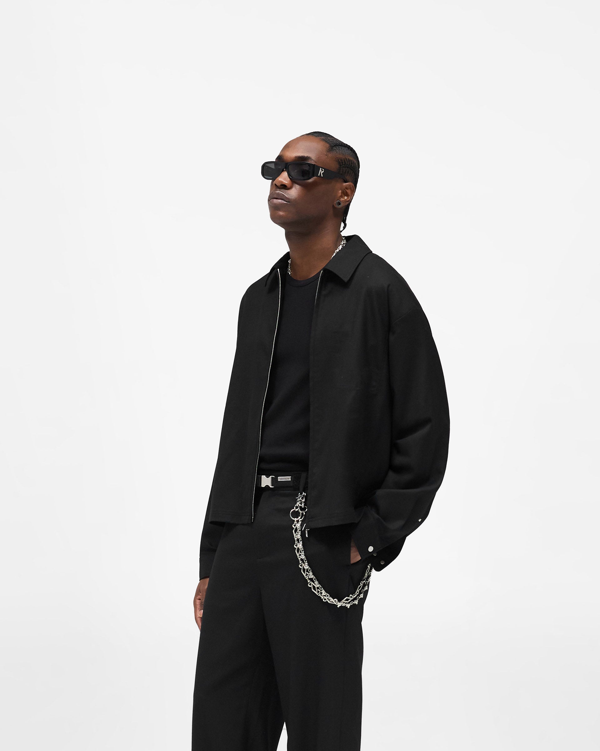 Zip Up Wool Overshirt - Jet Black