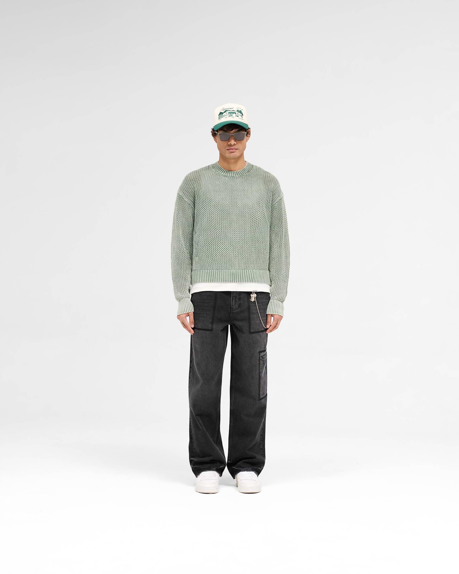 Open Gauge Knit Sweater - Forest Green