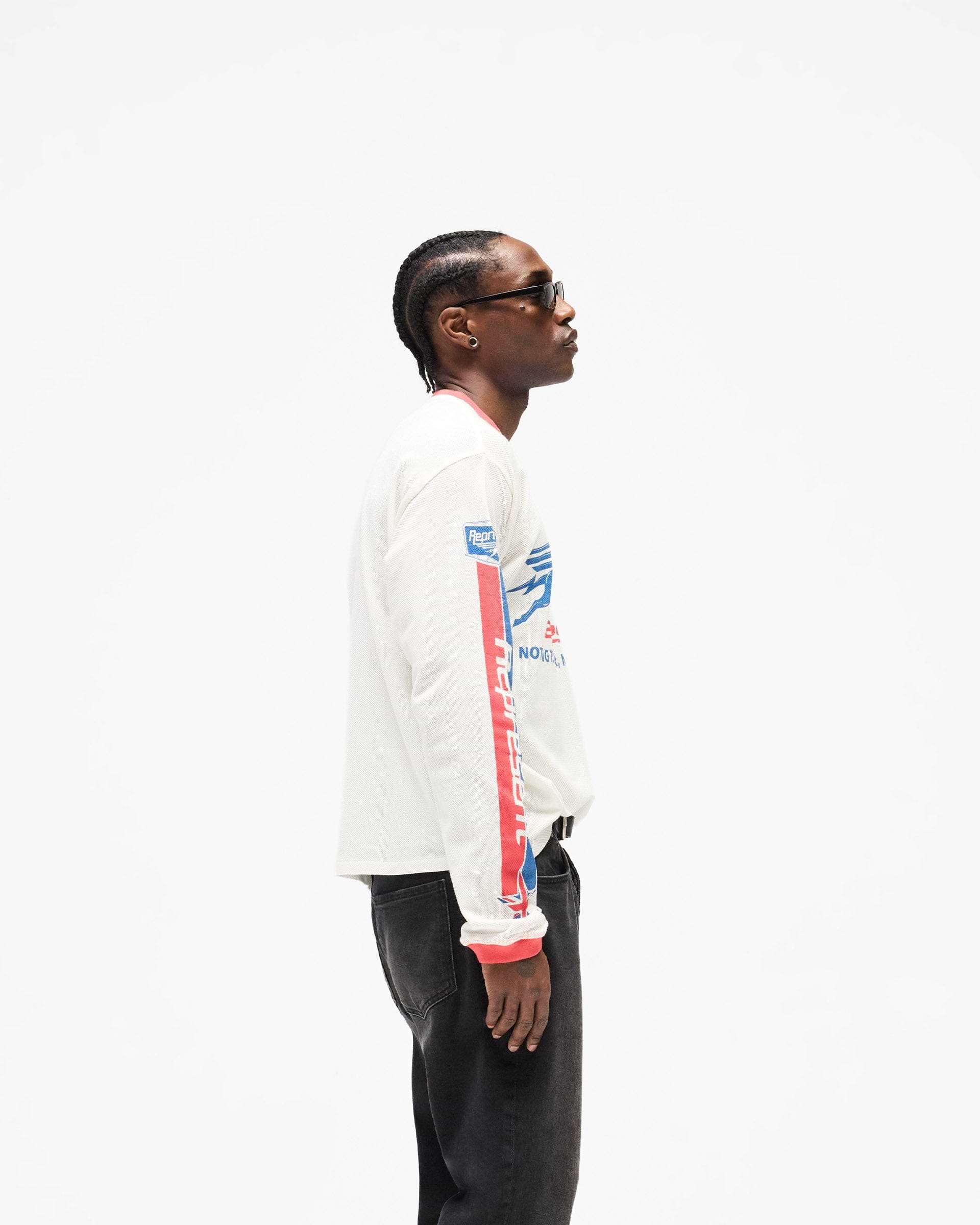 Mesh Pegasus Long Sleeve T-Shirt - Flat White