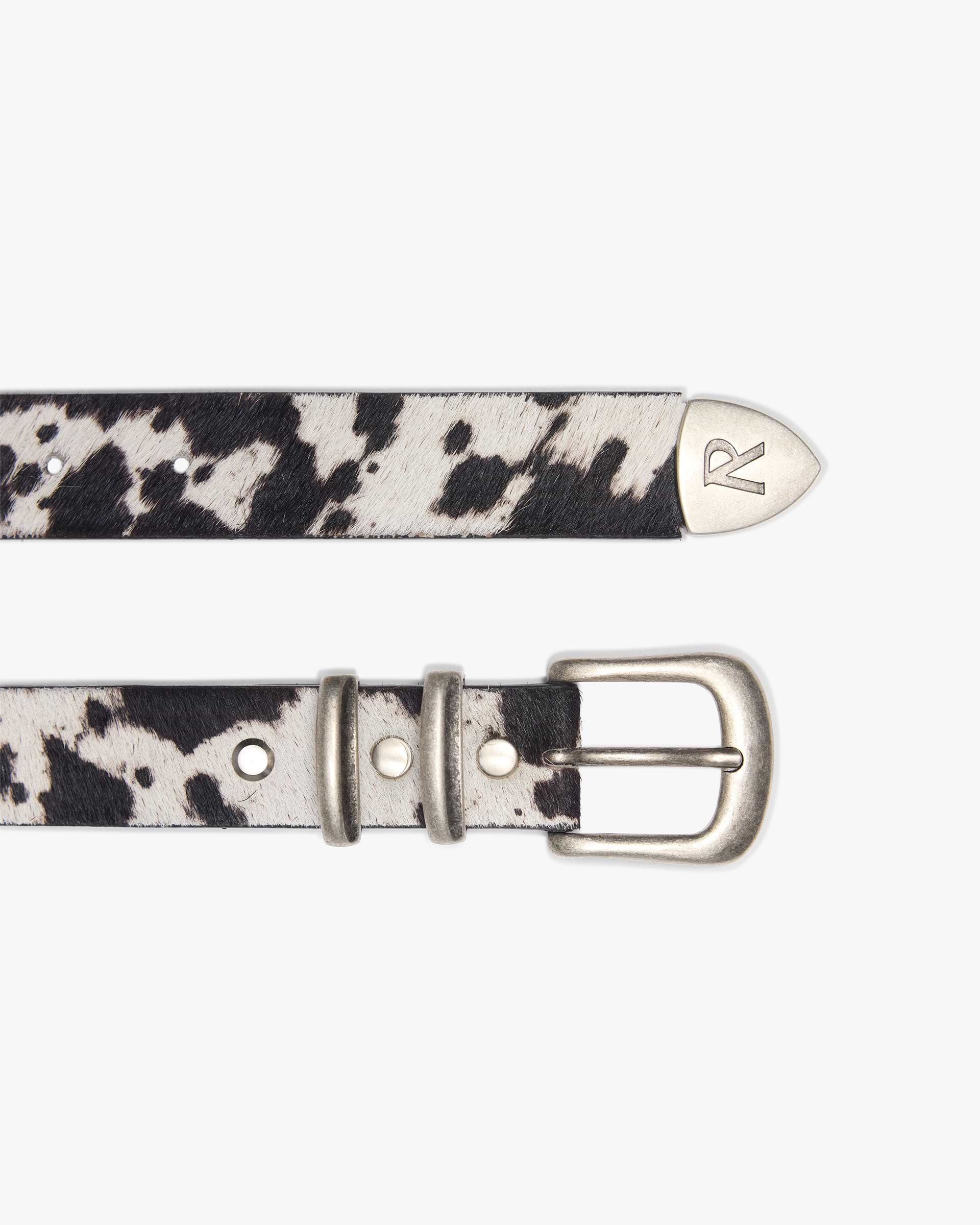 Cowhide Rodeo Belt - Flat White Jet Black