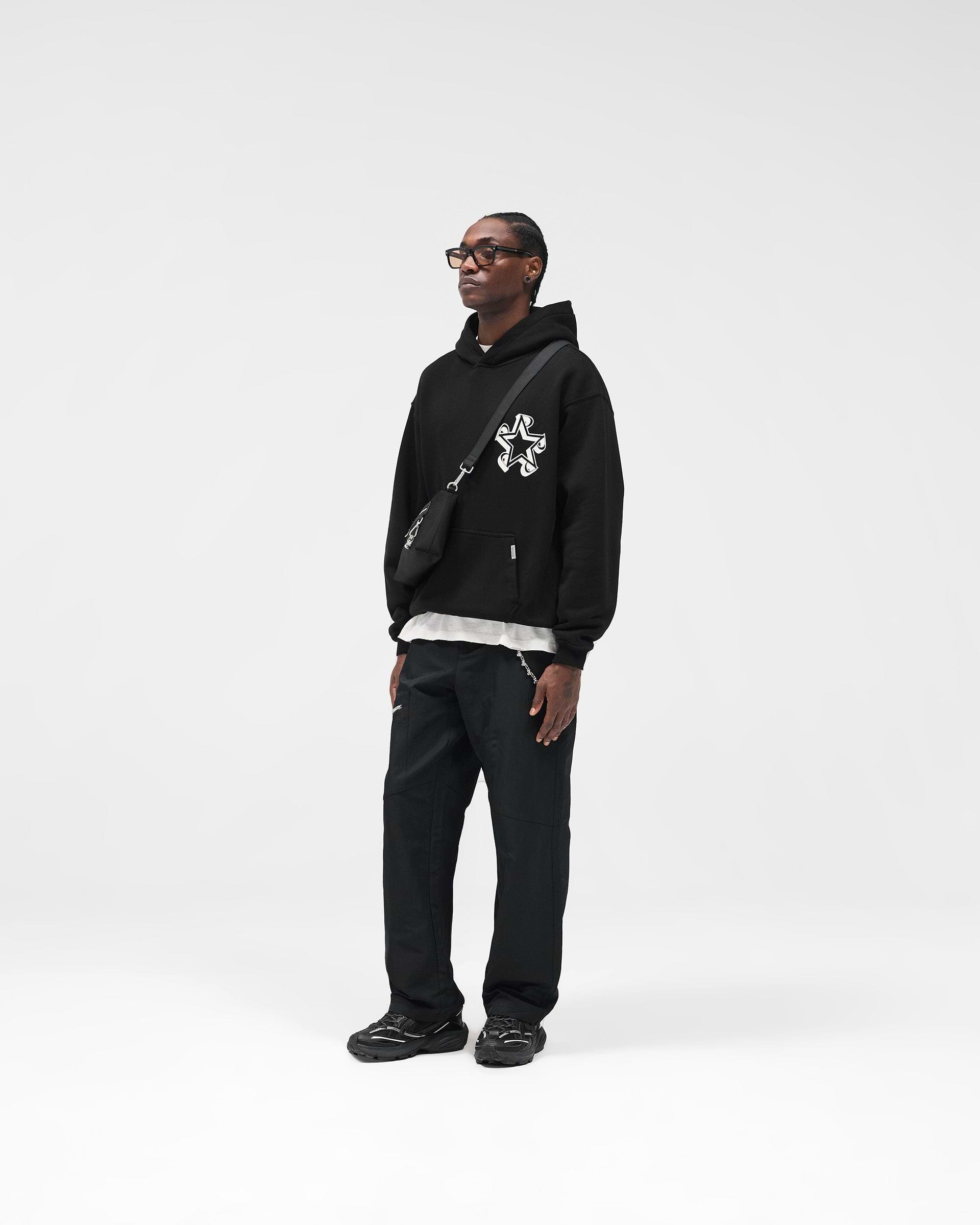 Initial Star Hoodie - Jet Black