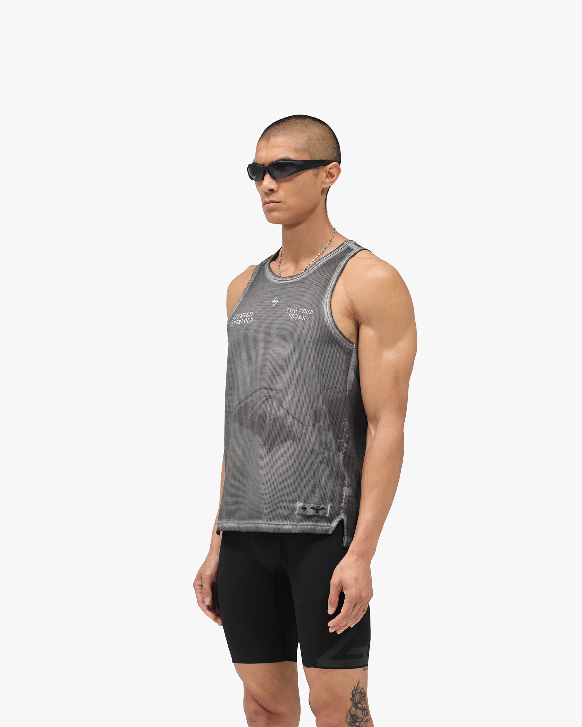 247 x Avenged Sevenfold Death Bat Singlet - Washed Grey