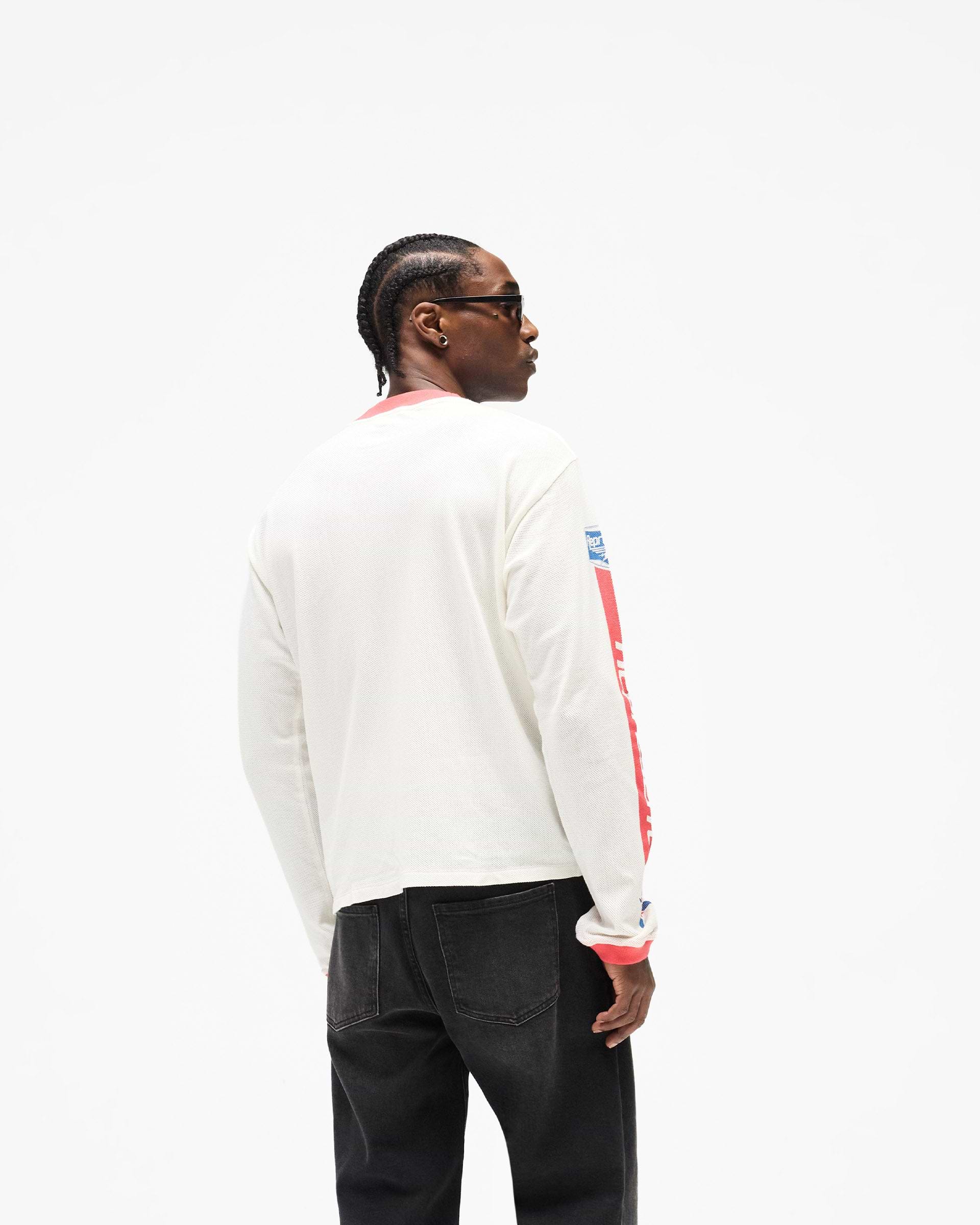 Mesh Pegasus Long Sleeve T-Shirt - Flat White