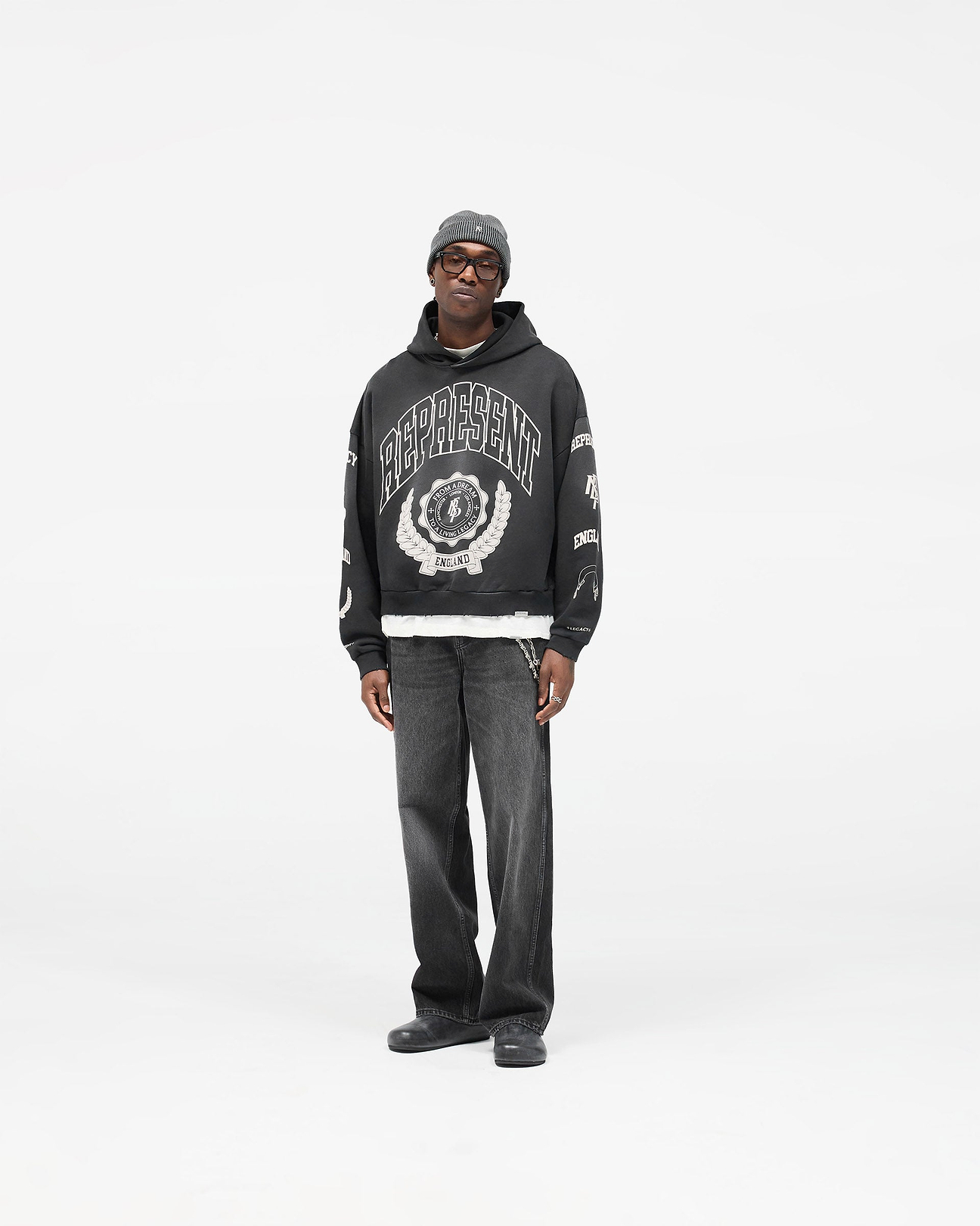 Stained Black Legacy Hoodie | Graphic Hoodies | REPRESENT