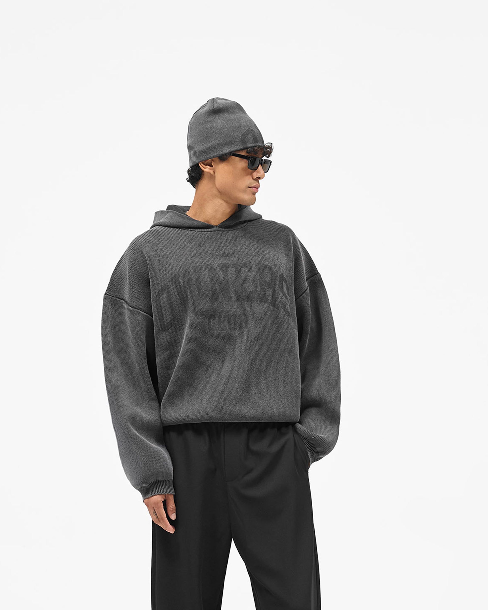 Represent Owners Club Knitted Hoodie - Weathered Black