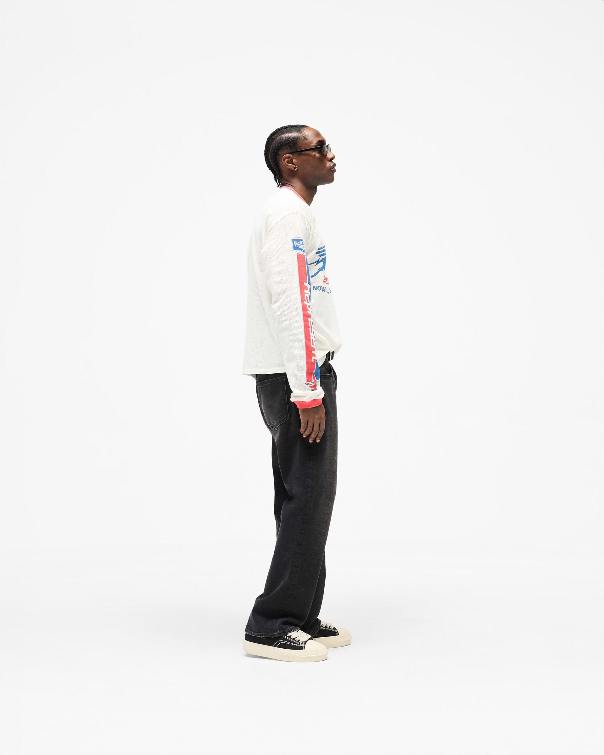 Mesh Pegasus Long Sleeve T-Shirt - Flat White