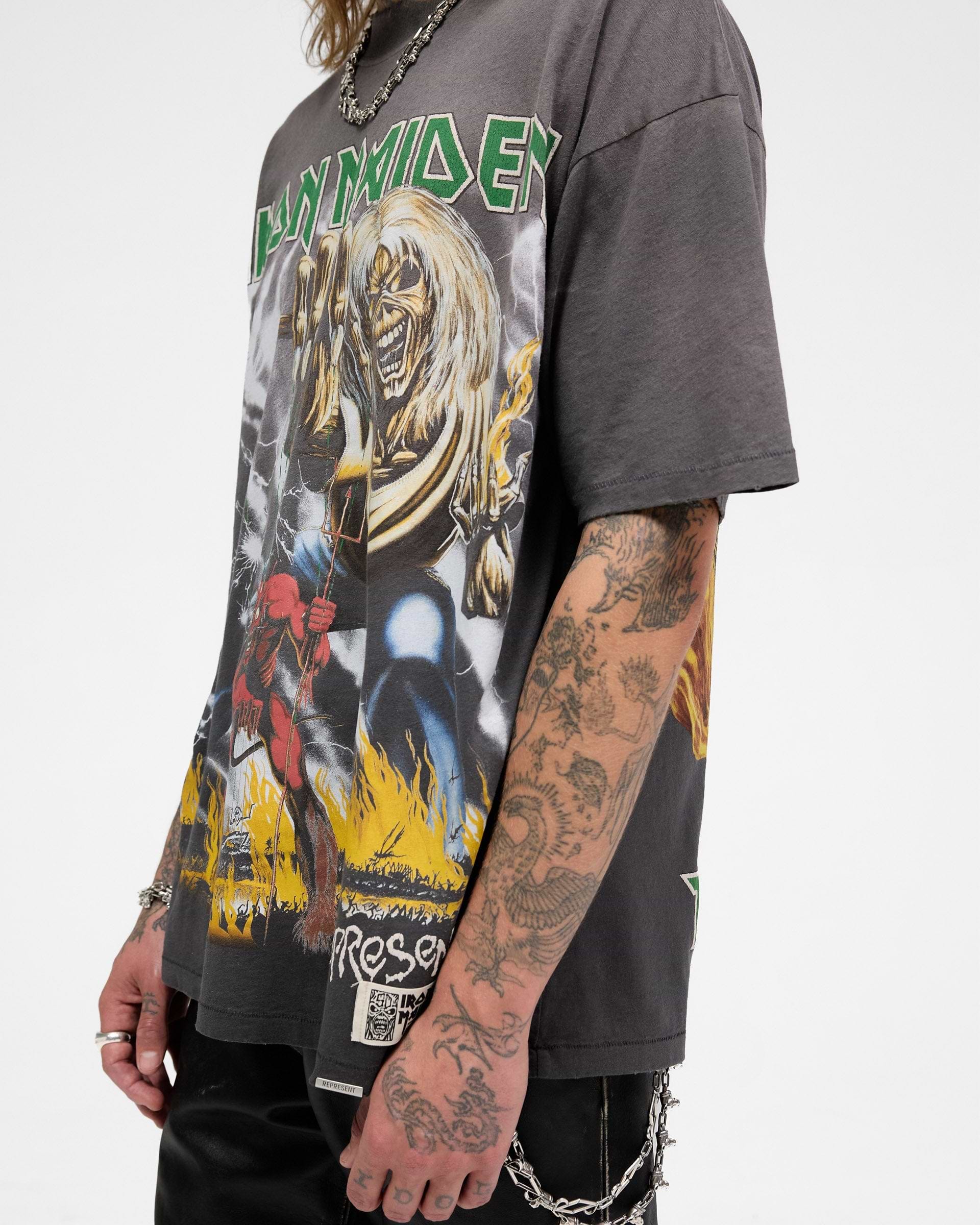 Represent X Iron Maiden Number Of Beast T-Shirt - Sunfade Grey
