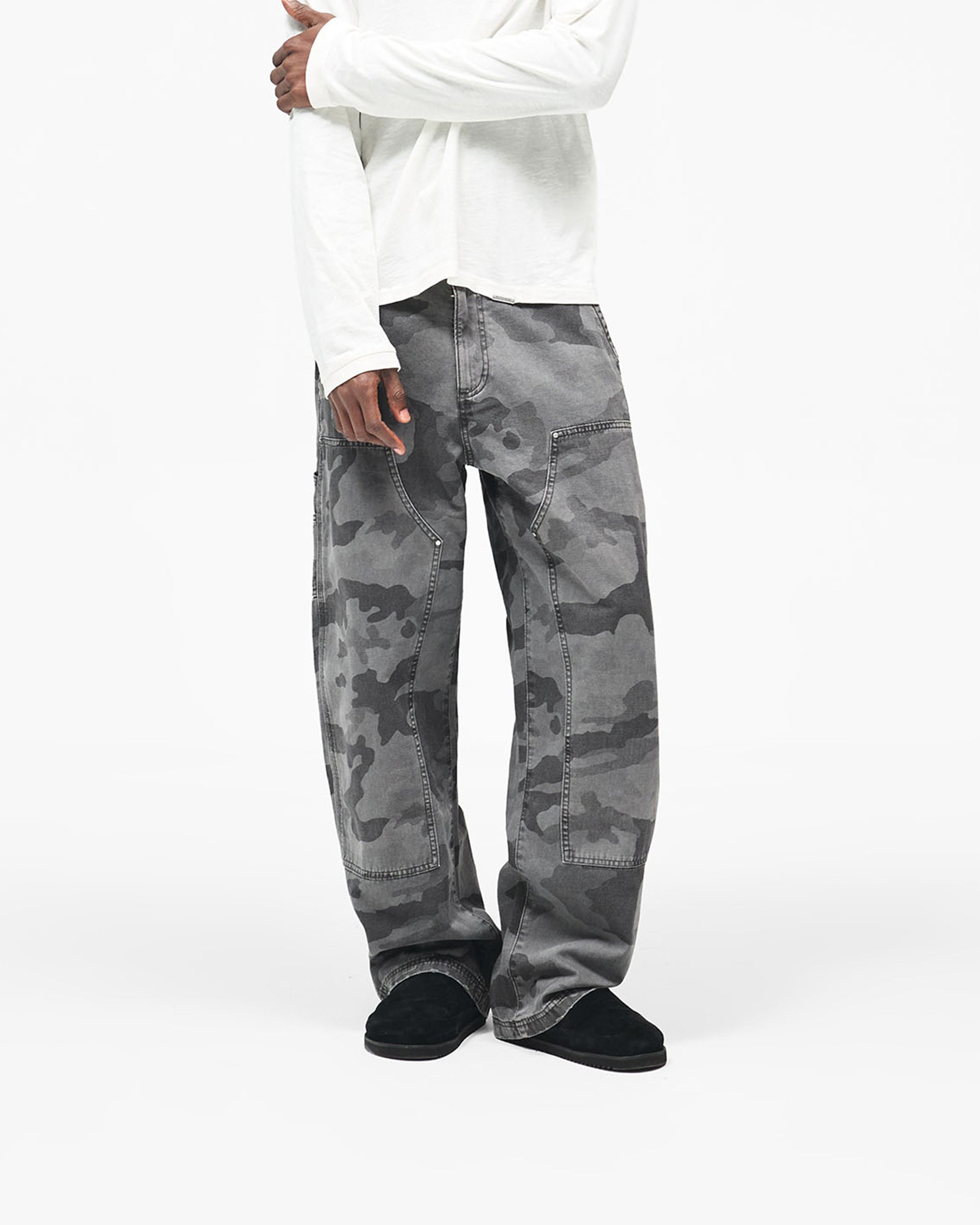 Heaton Camo Workwear Pant - Washed Grey Camo