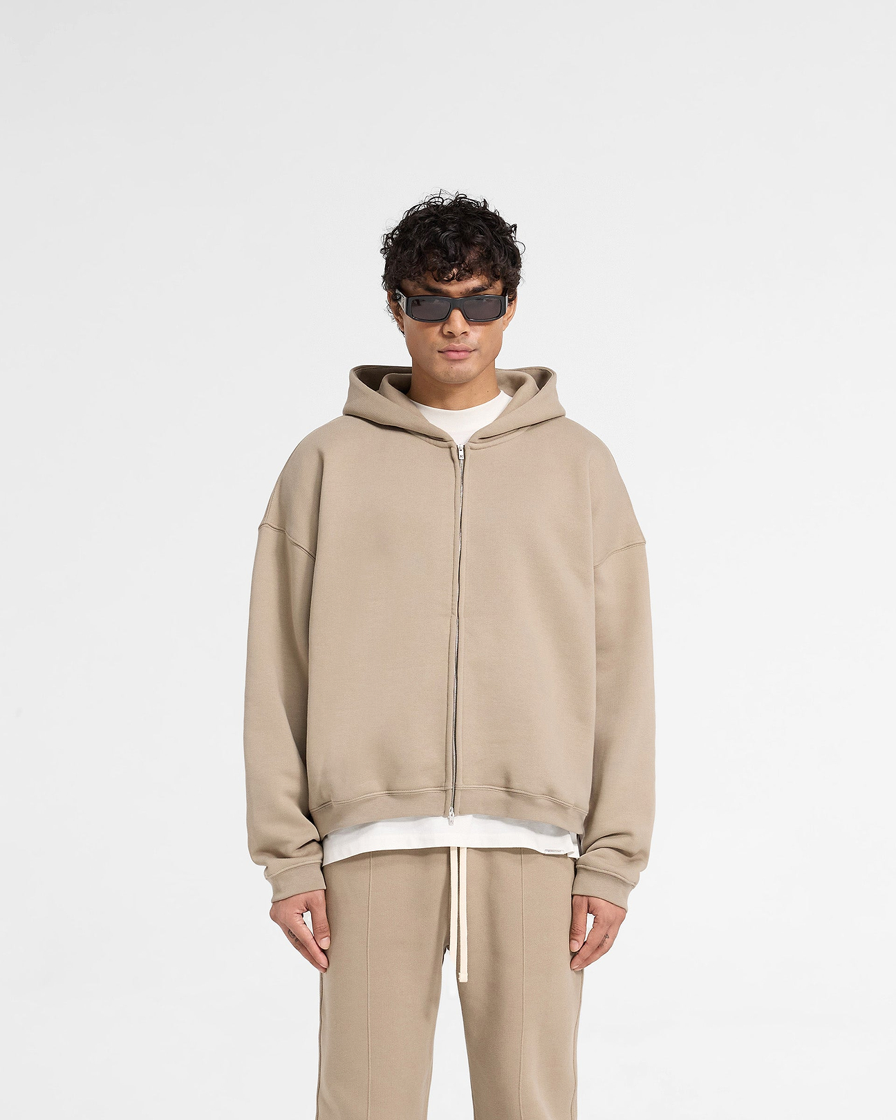 Initial Boxy Oversized Zip Hoodie | Dune | REPRESENT