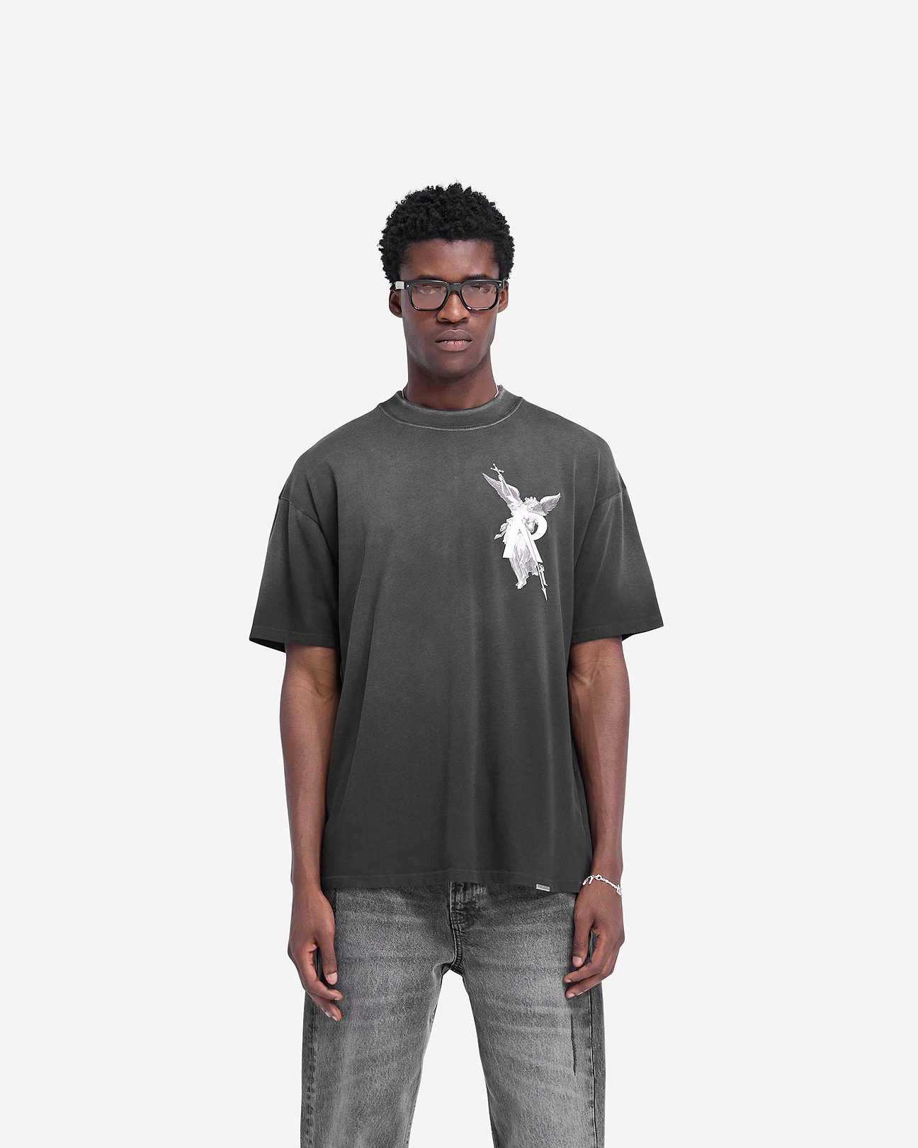 Stained Black Archangel T-Shirt | Mens T-shirts | REPRESENT