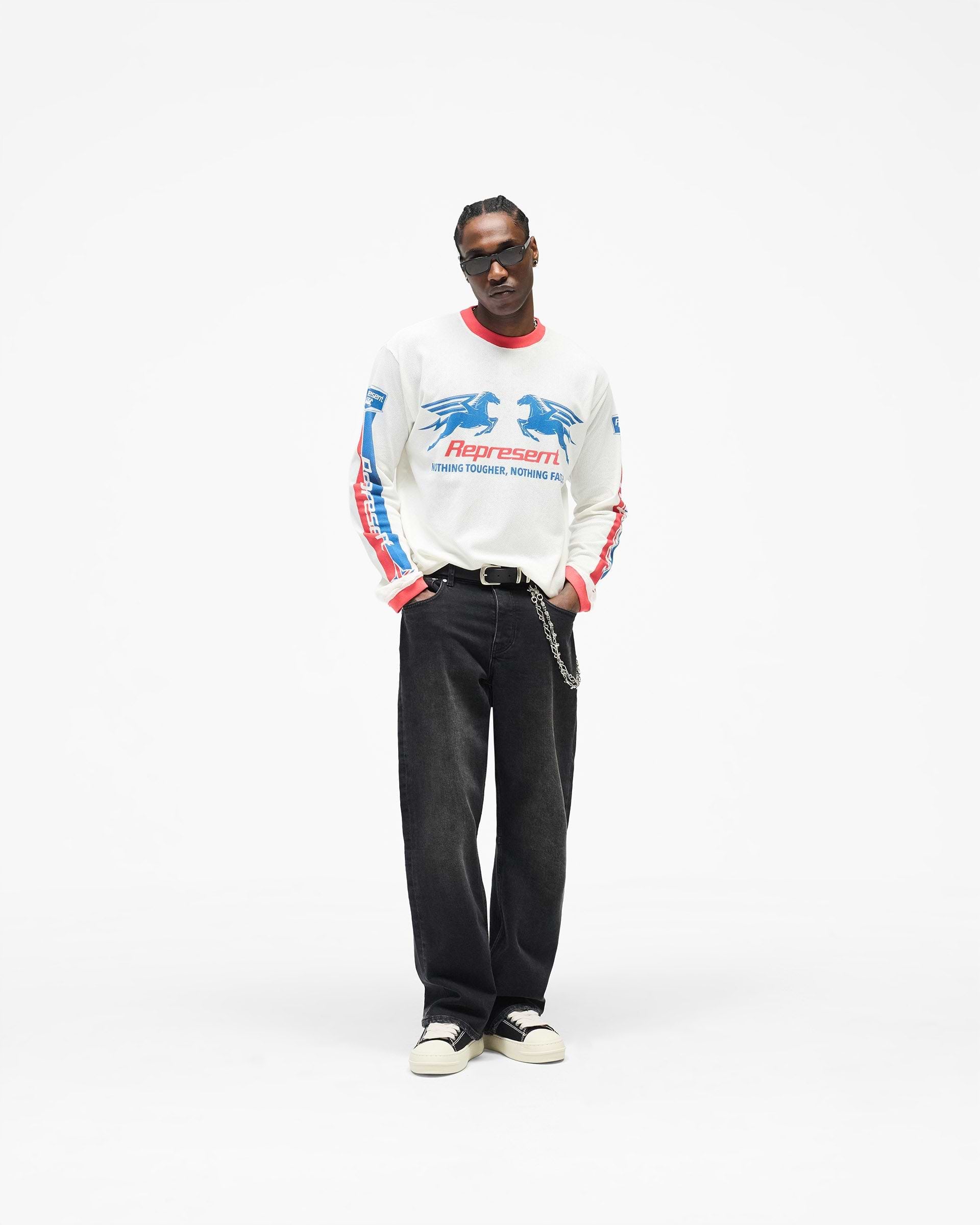 Mesh Pegasus Long Sleeve T-Shirt - Flat White