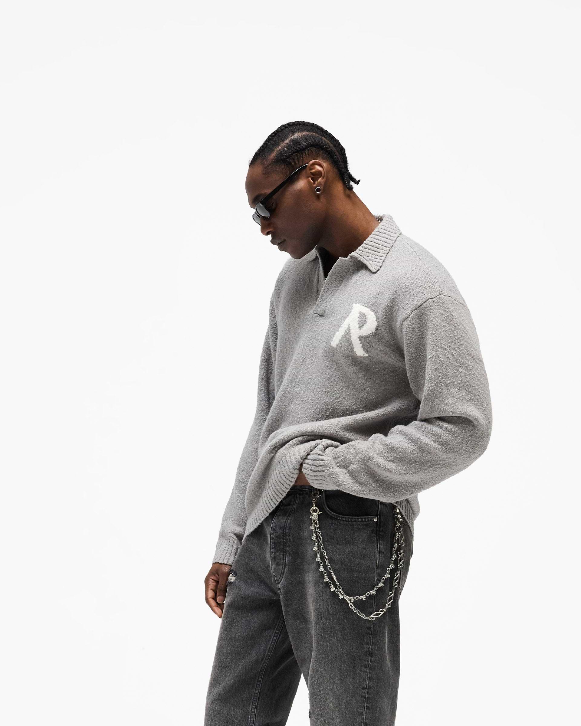 Knitted Boucle Polo - Grey