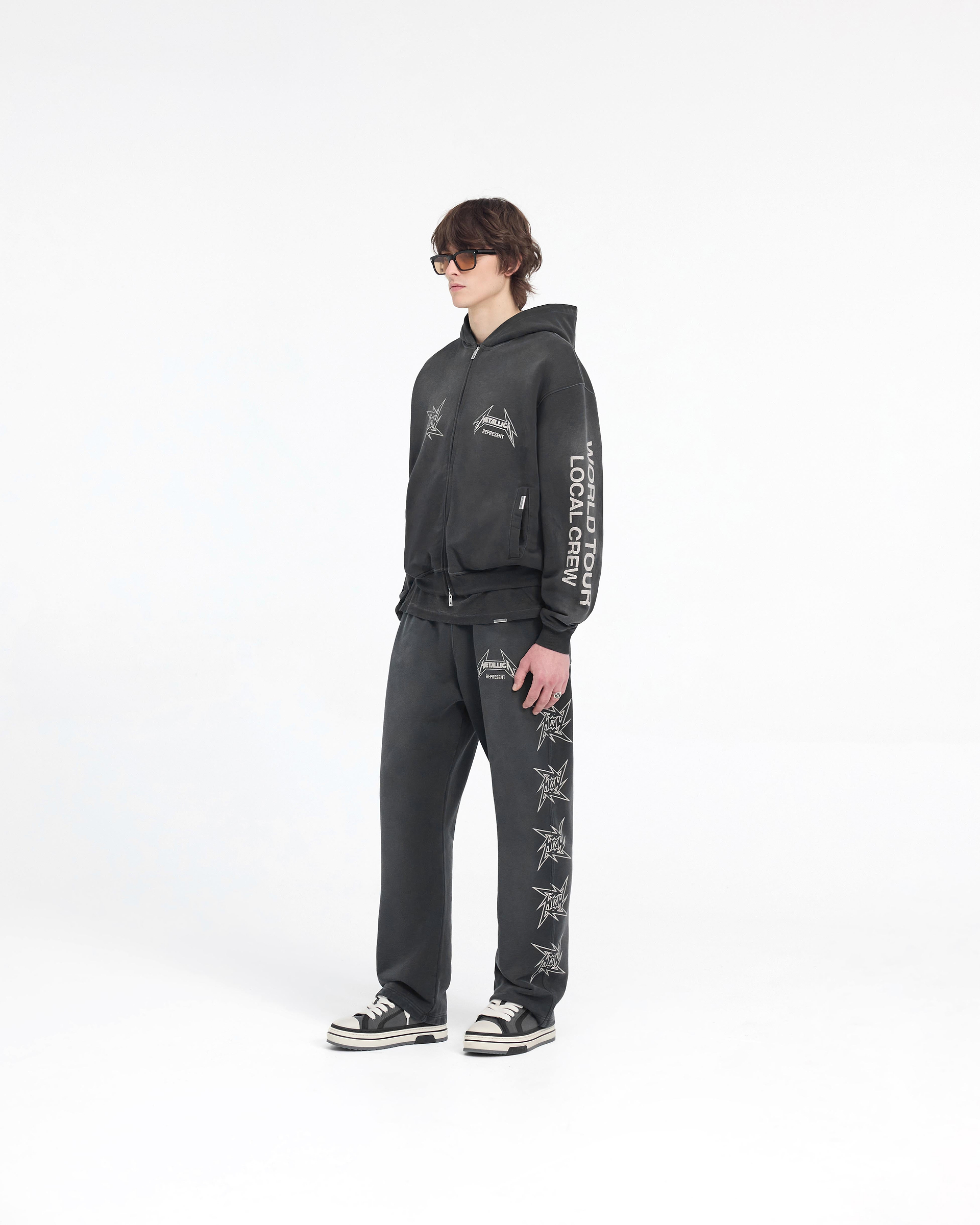 Represent X Metallica Local Crew Zip Hoodie - Stained Black