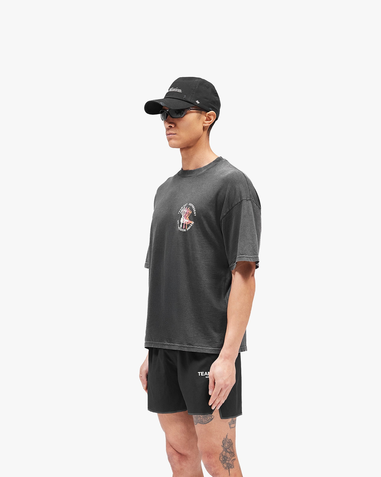 Washed Black 247 Torch T Shirt | 247 SS26 T-Shirts | REPRESENT