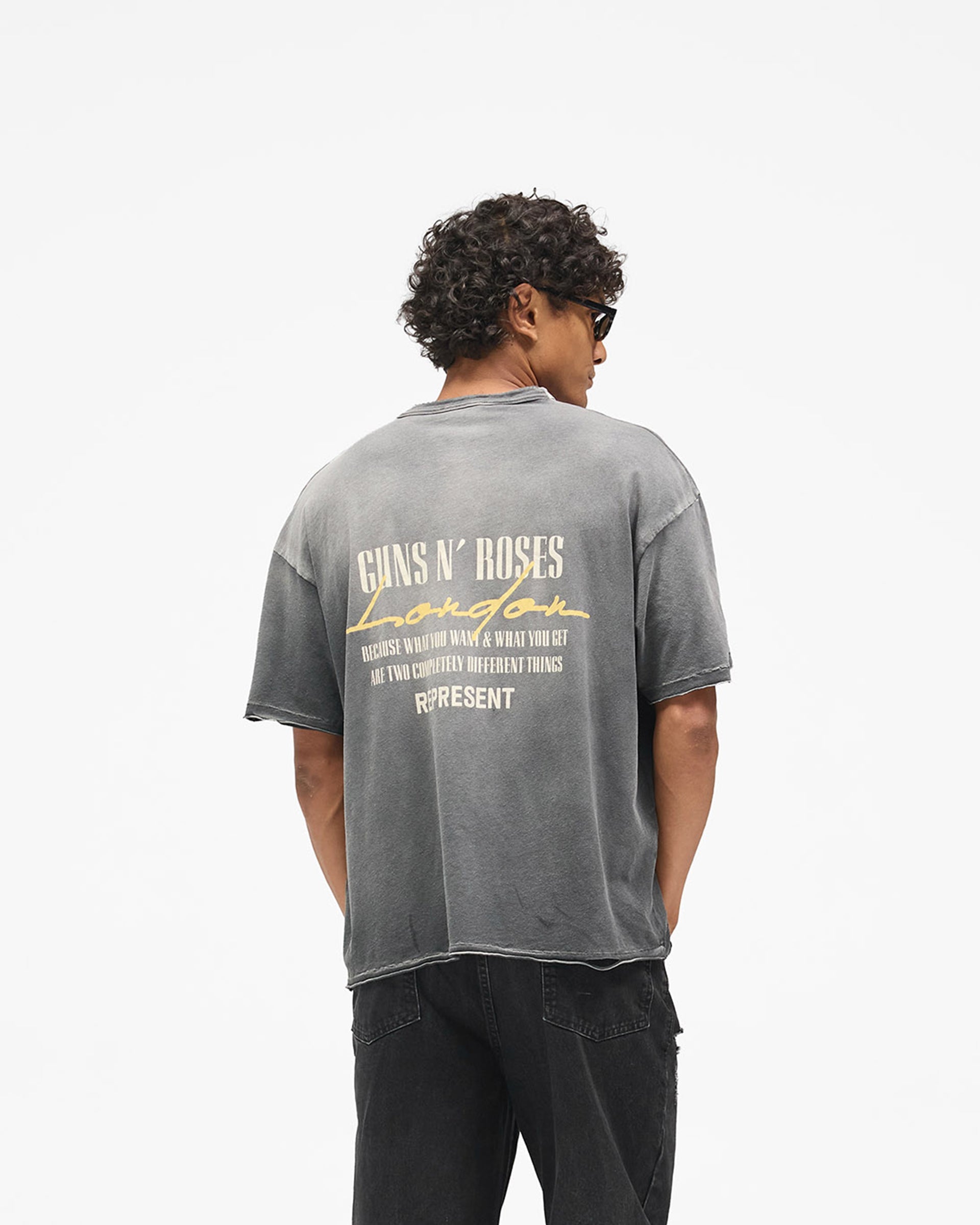 Represent X Guns N' Roses Cross T-Shirt - Stained Black