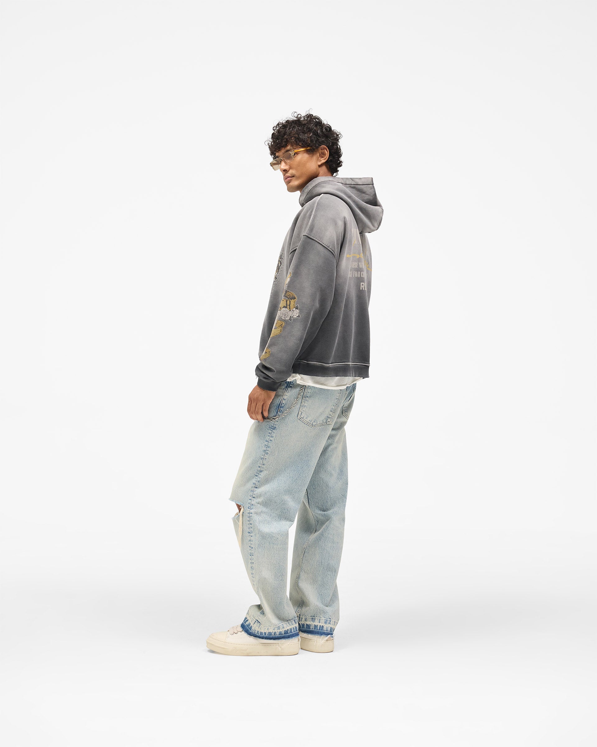 Represent X Guns N' Roses Cross Zip Through Hoodie - Stained Black