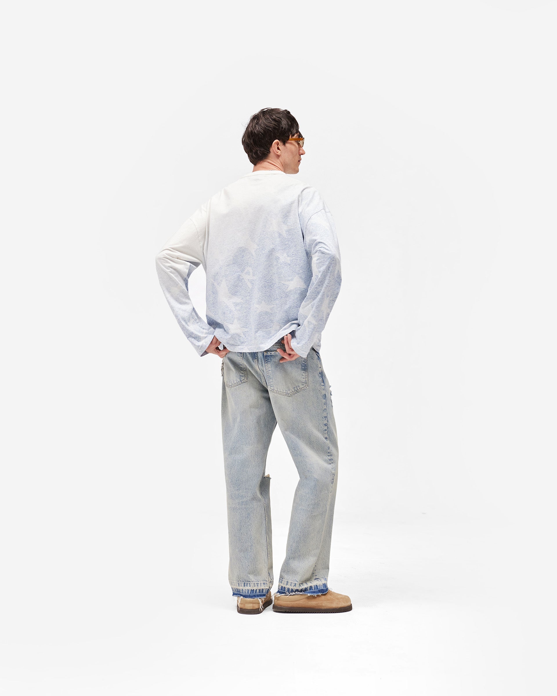 USA Long Sleeve T-Shirt - Washed Blue