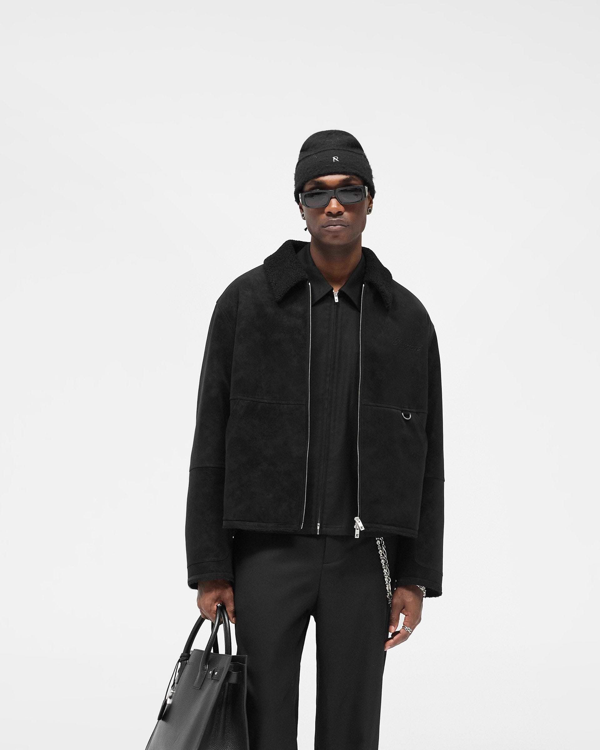 Faux Shearling Jacket - Jet Black
