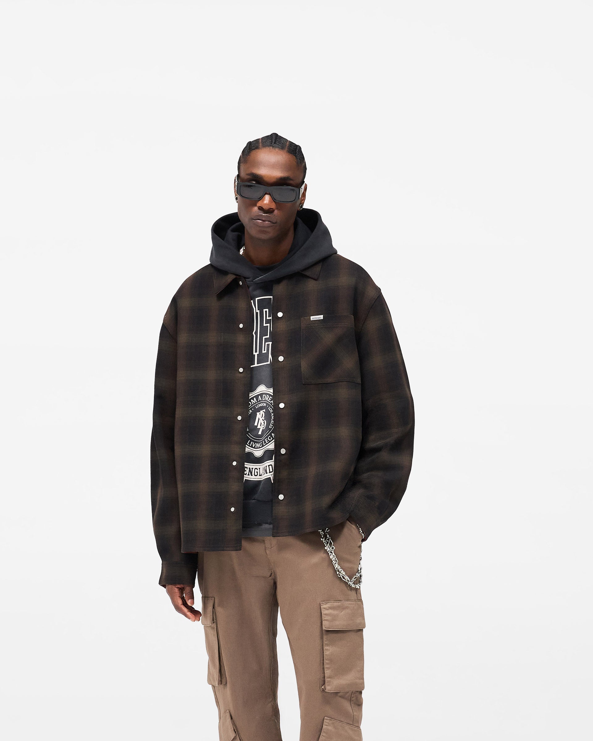 Bonded Reversible Check Shirt - Nero