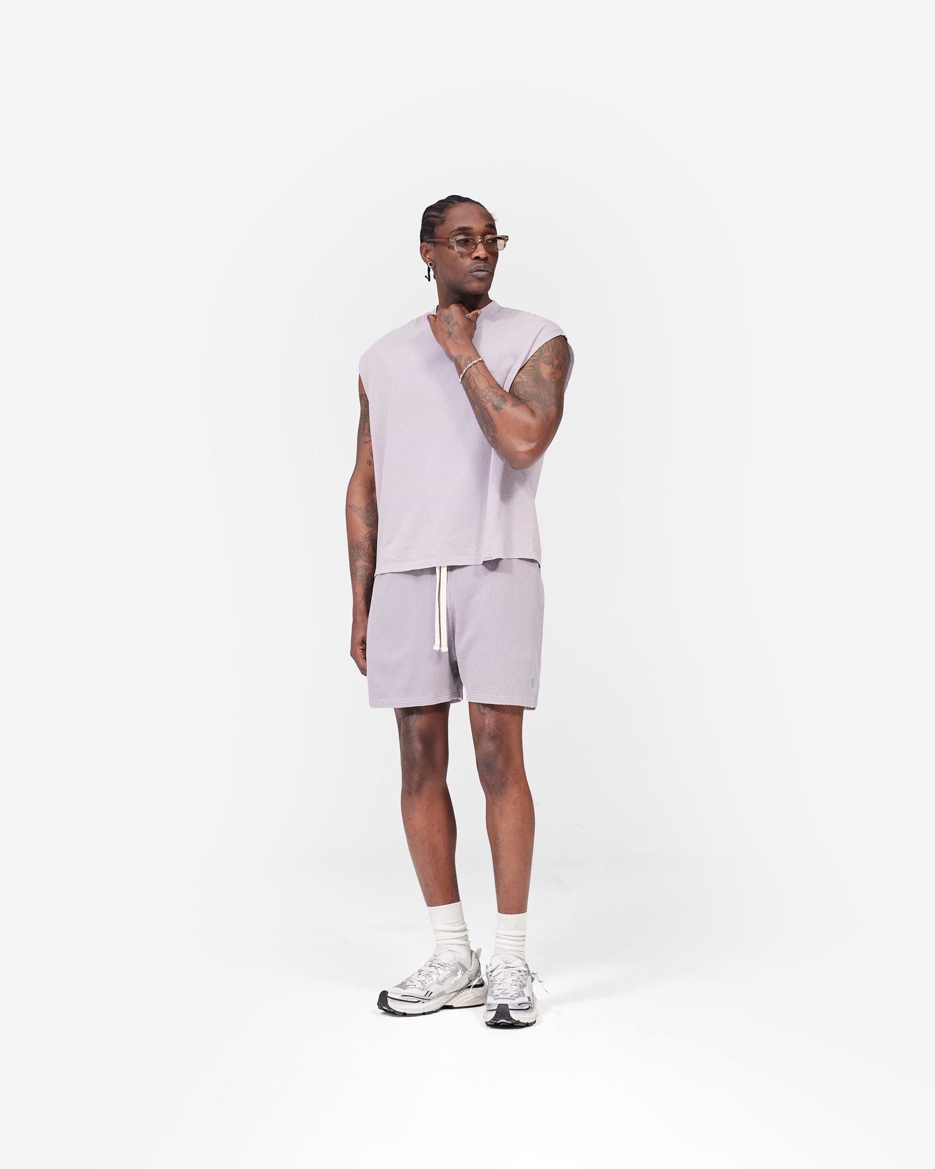 Initial Waffle Shorts- Mist