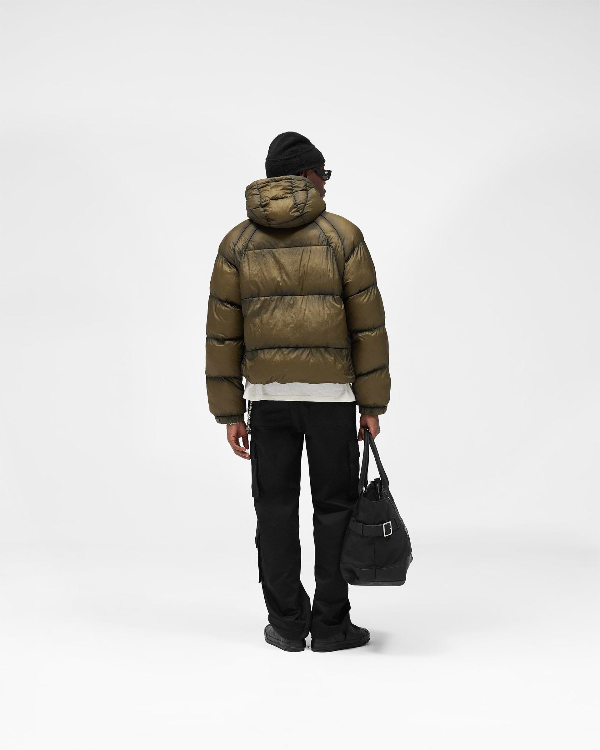 Translucent Hooded Puffer - Dark Olive