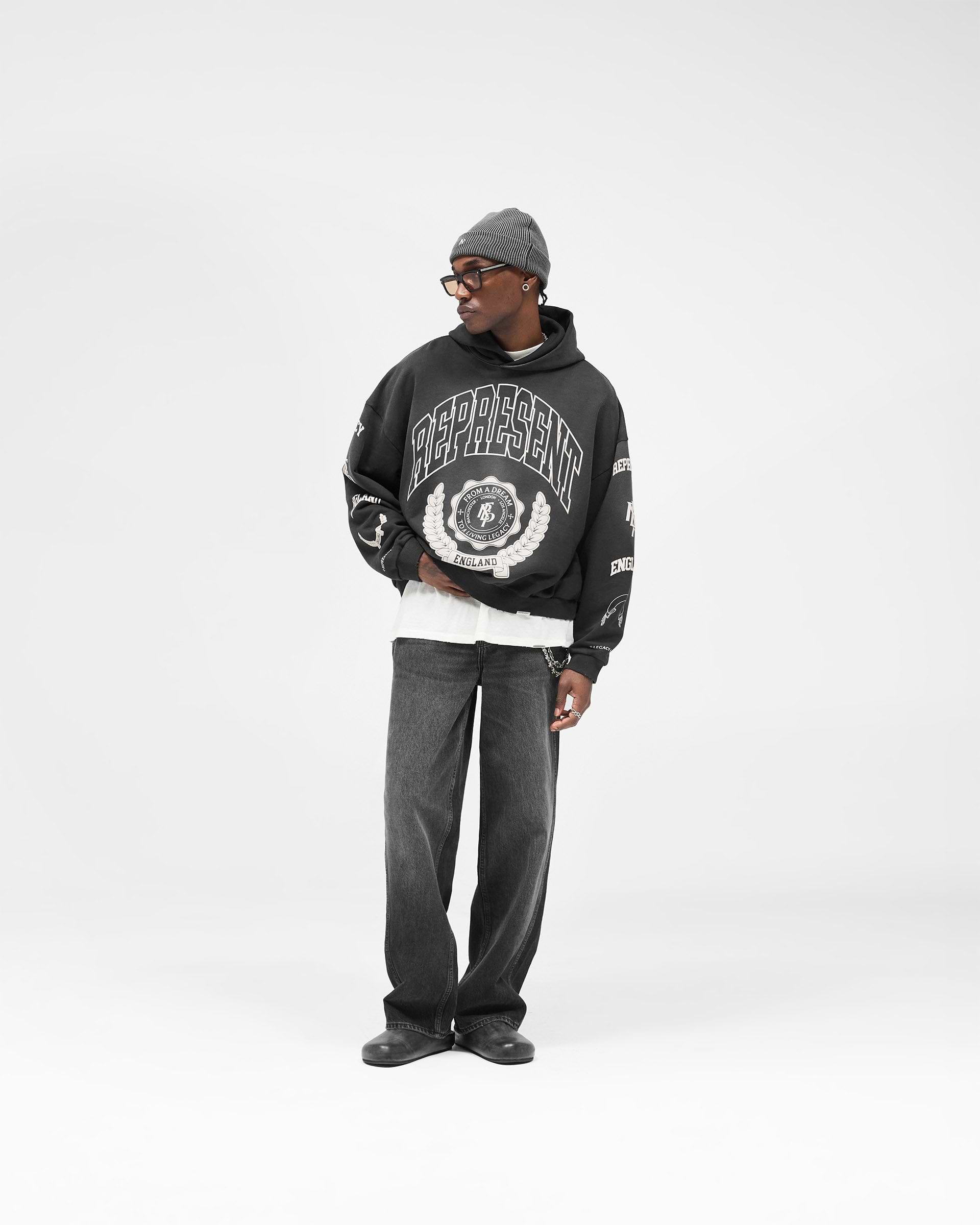Represent Legacy Crest Hoodie - Stained Black