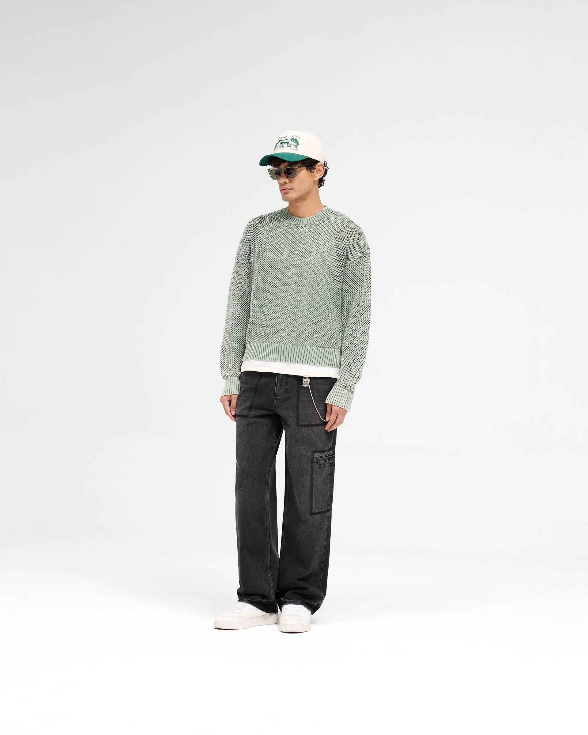 Open Gauge Knit Sweater - Forest Green