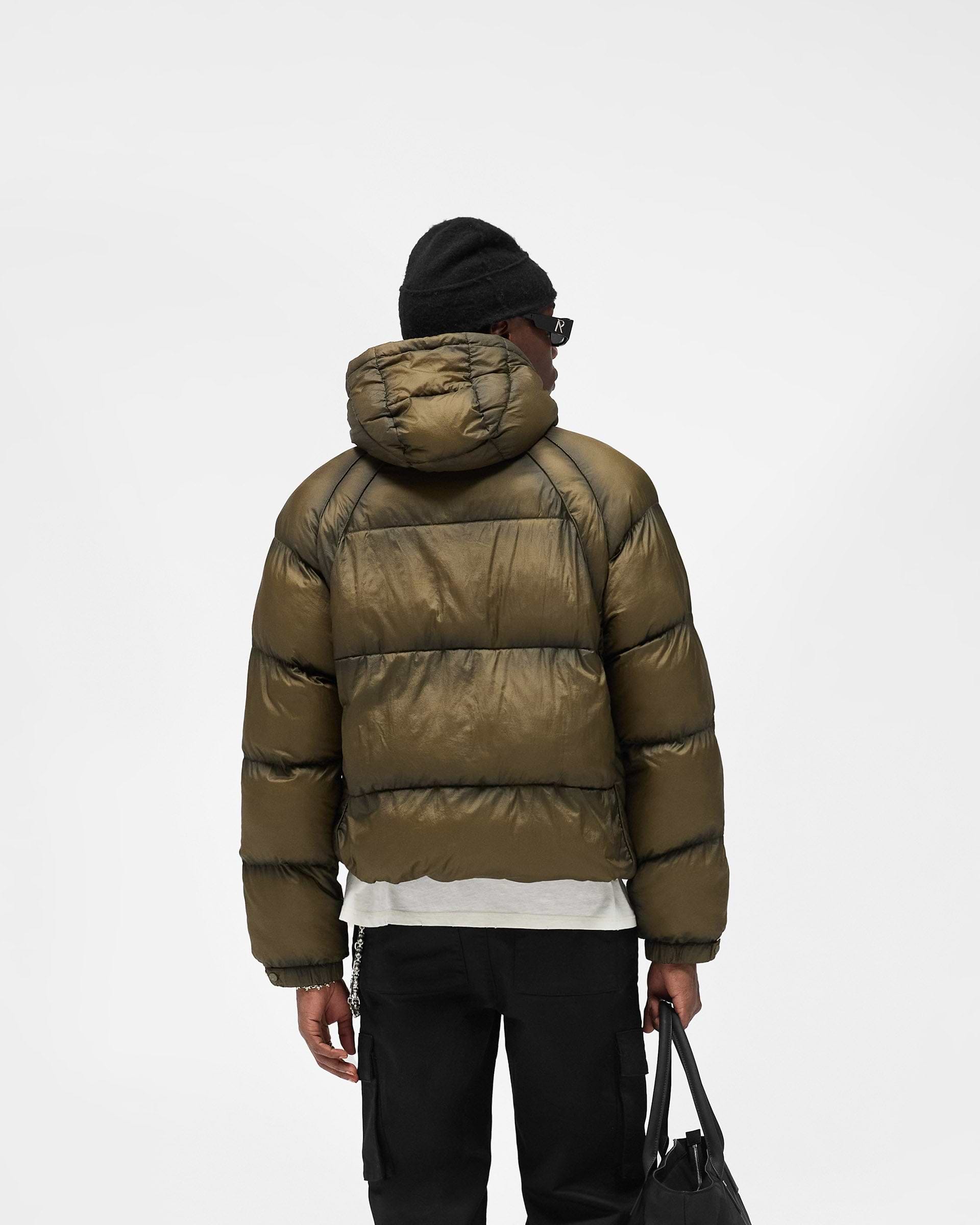 Translucent Hooded Puffer - Dark Olive