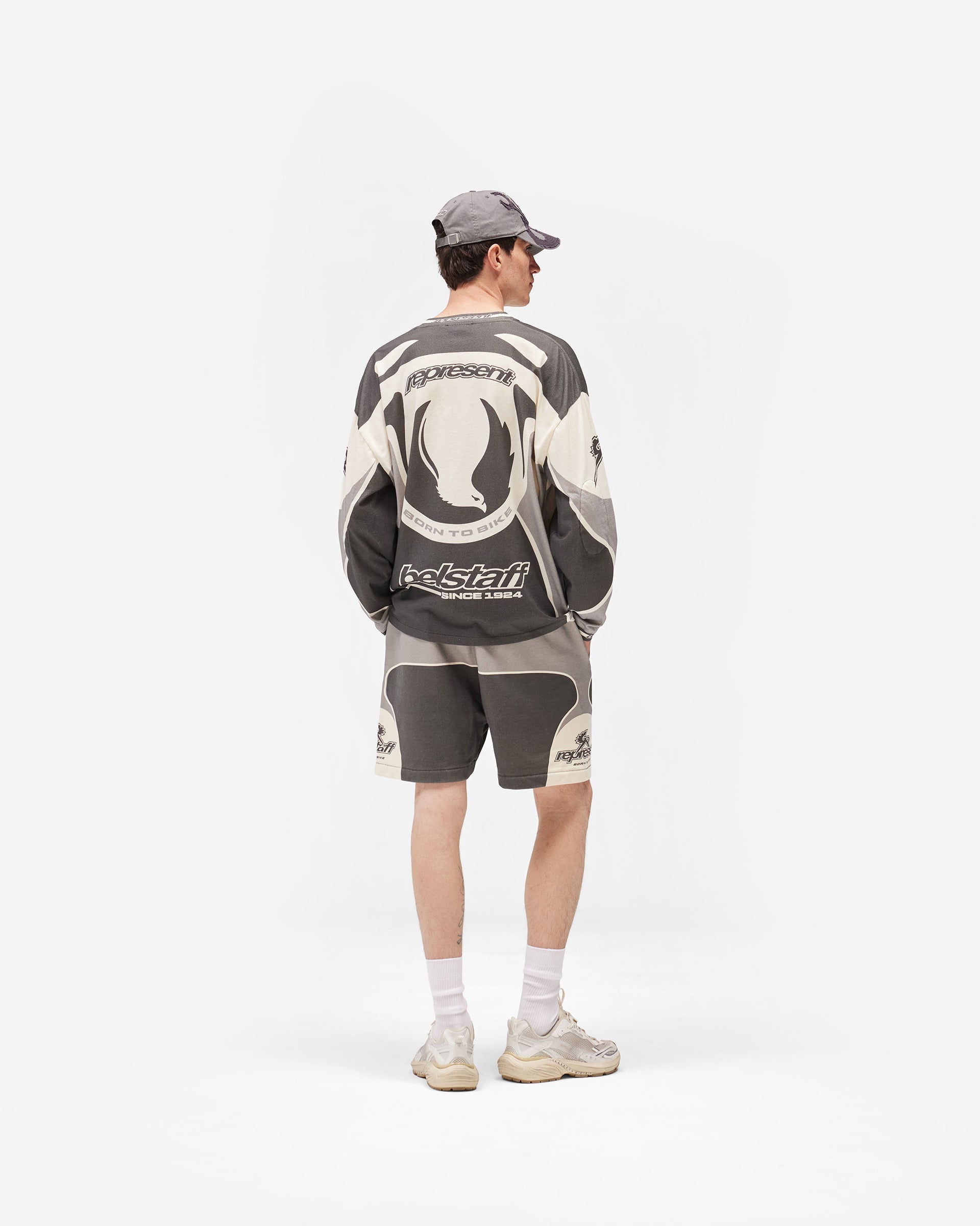 Represent X Belstaff Long Sleeve Racing T-Shirt - Dark Grey