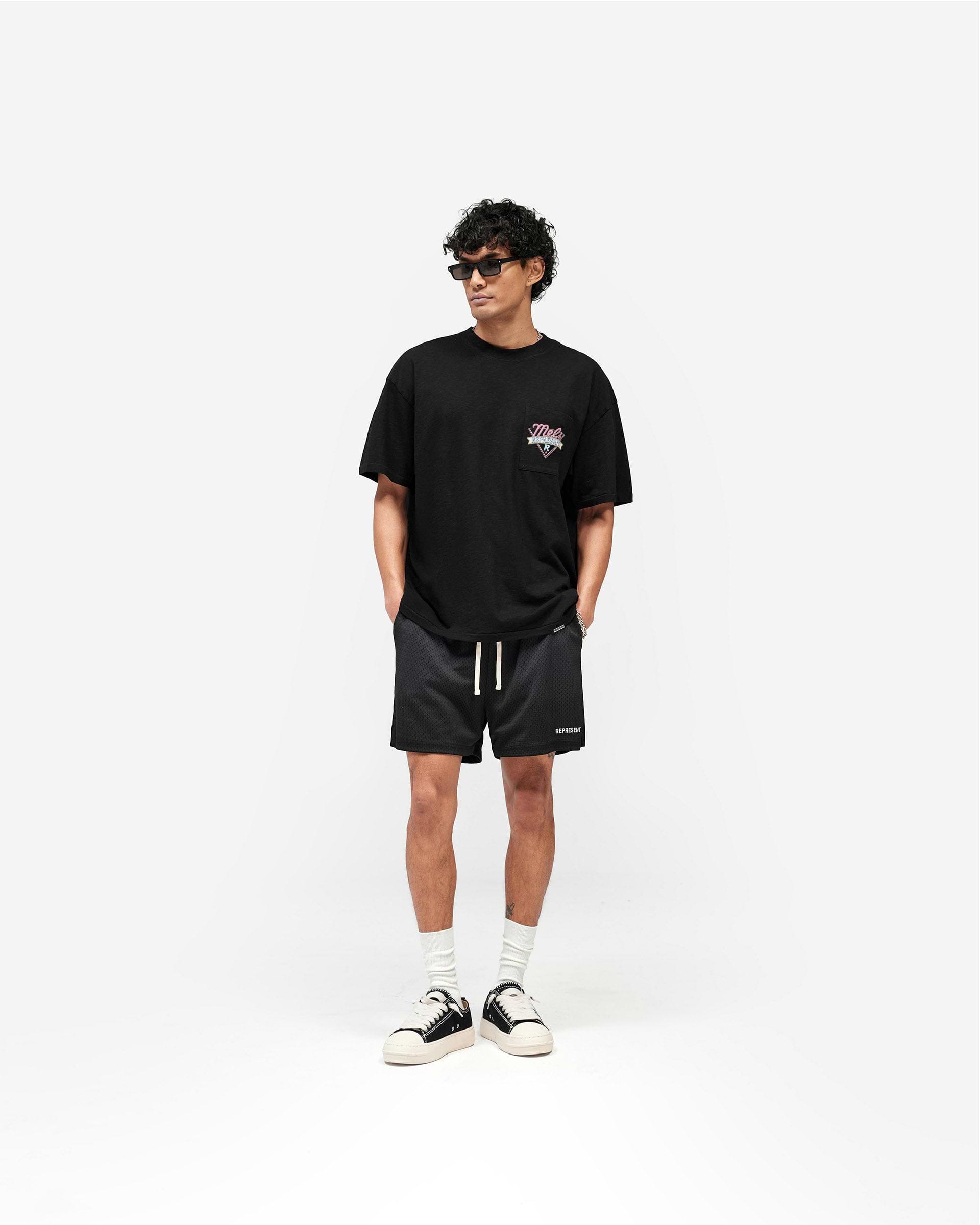 Washed Mesh Shorts - Black