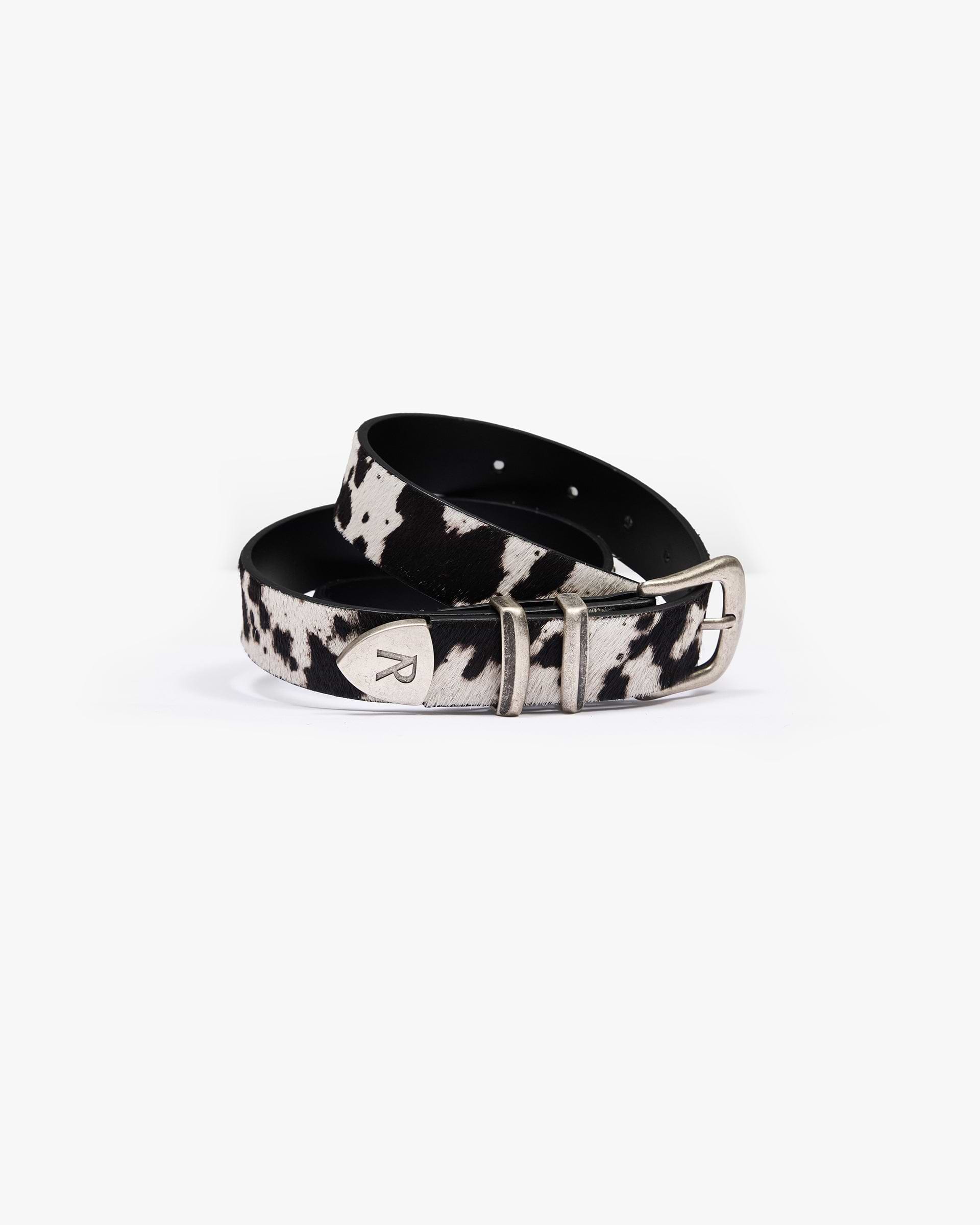 Cowhide Rodeo Belt - Flat White Jet Black