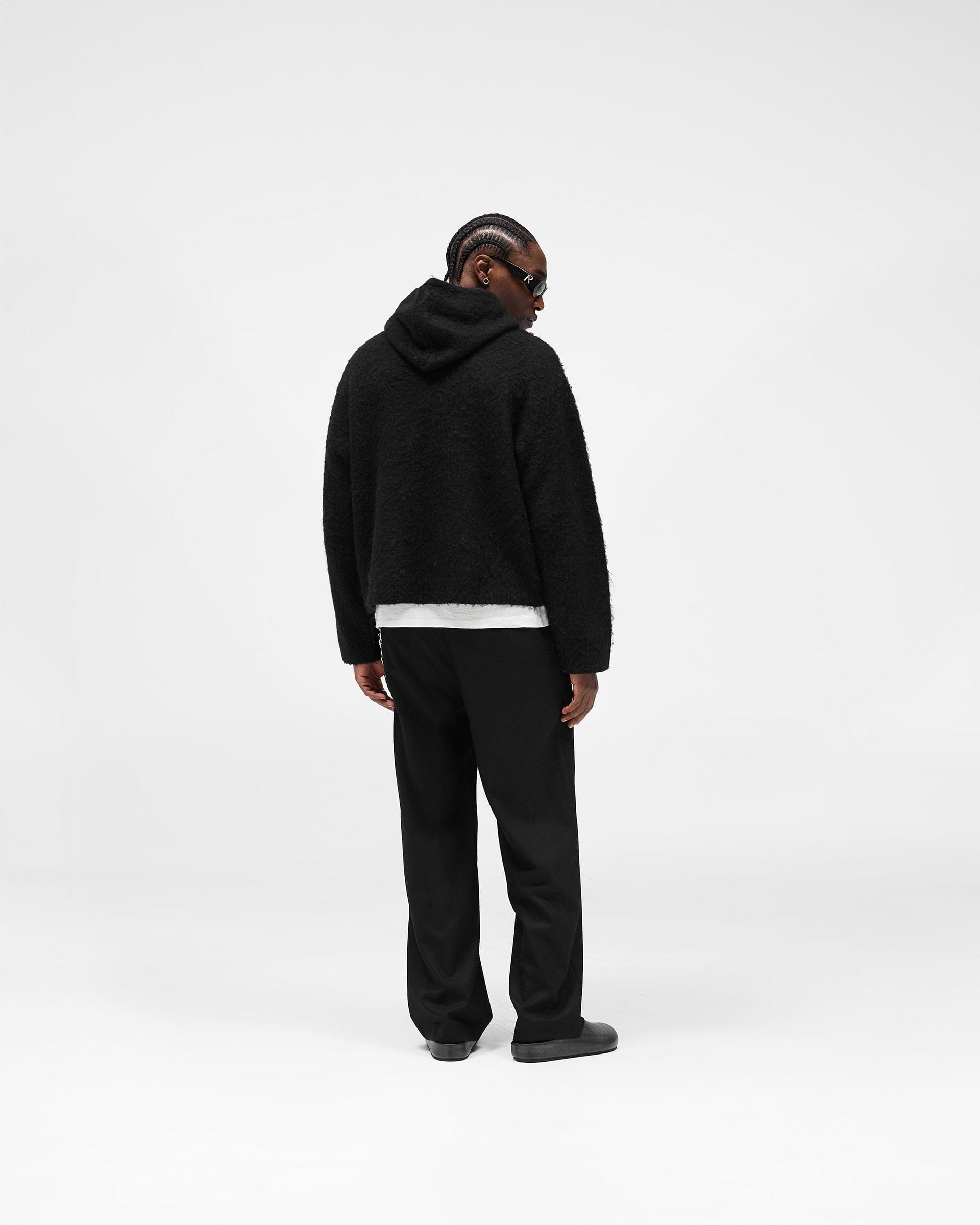 Textured Borg Hoodie - Jet Black
