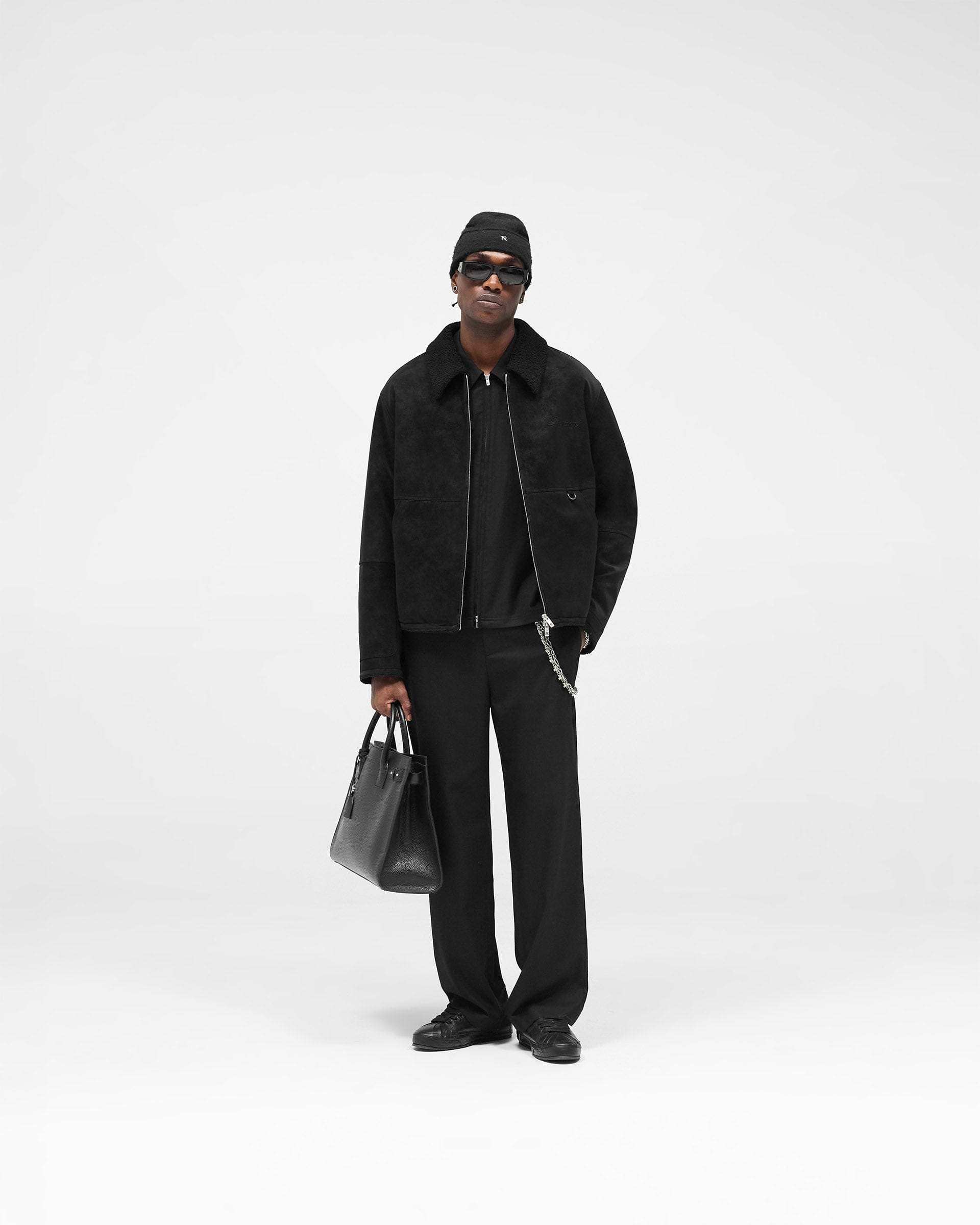 Faux Shearling Jacket - Jet Black