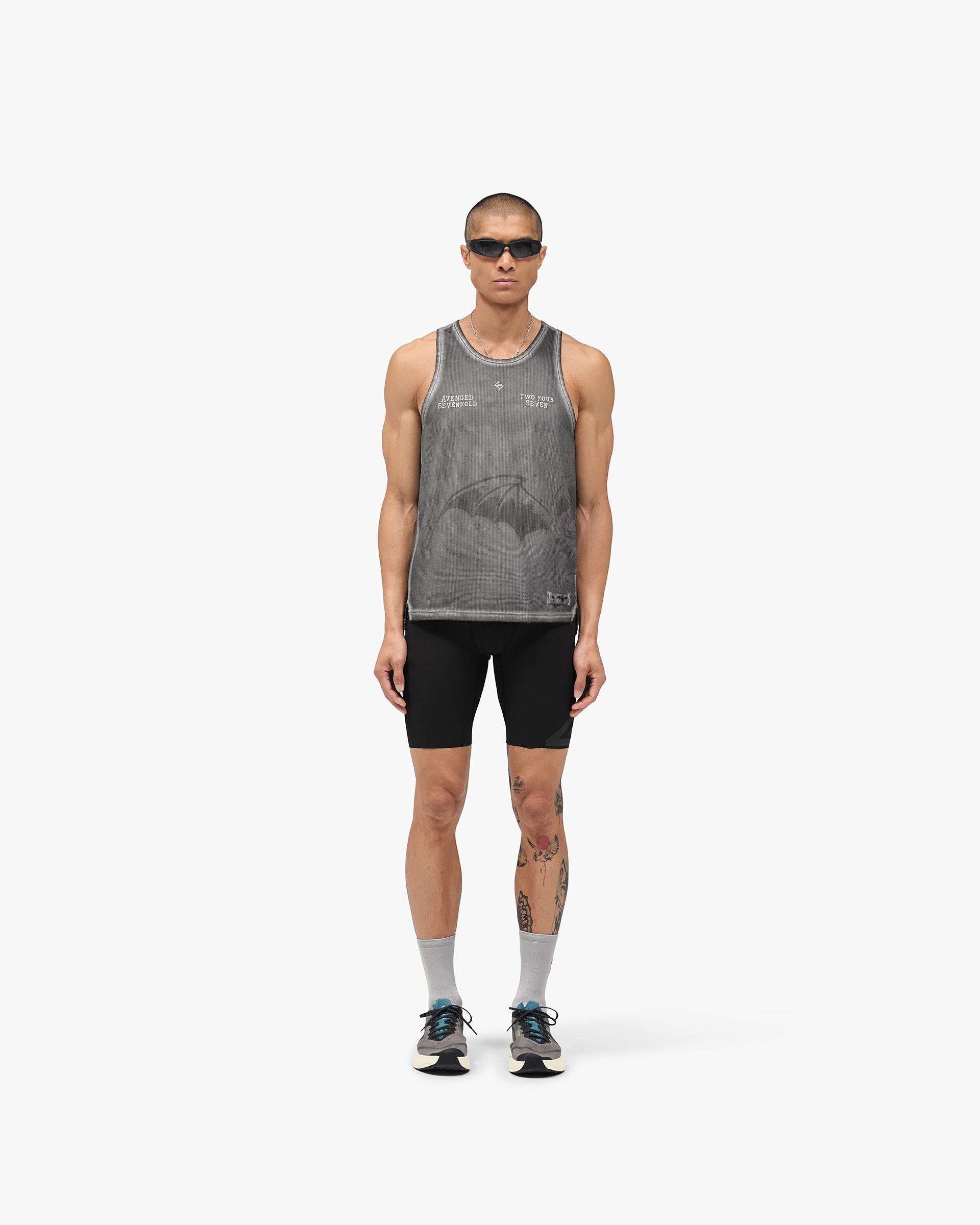 247 x Avenged Sevenfold Death Bat Singlet - Washed Grey