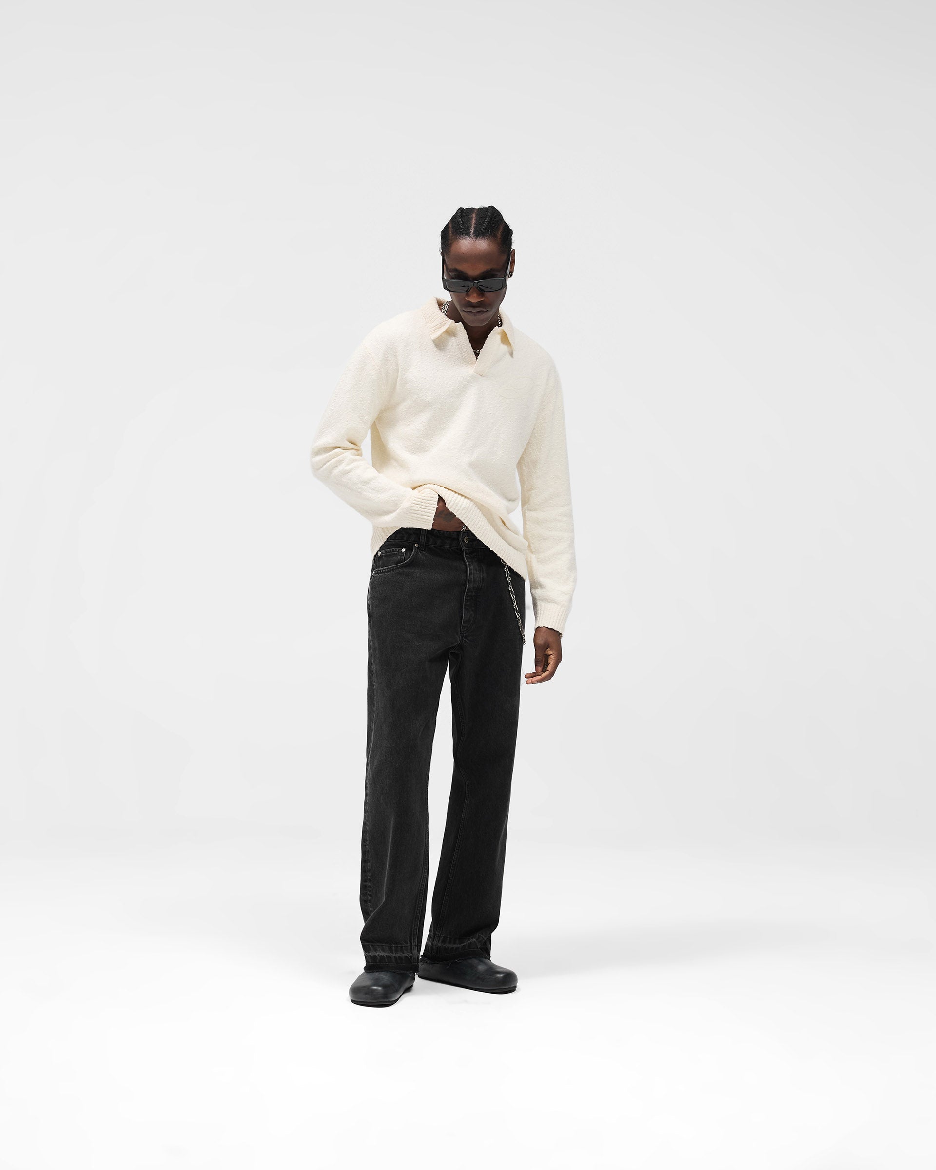 Knitted Polo - Aged White
