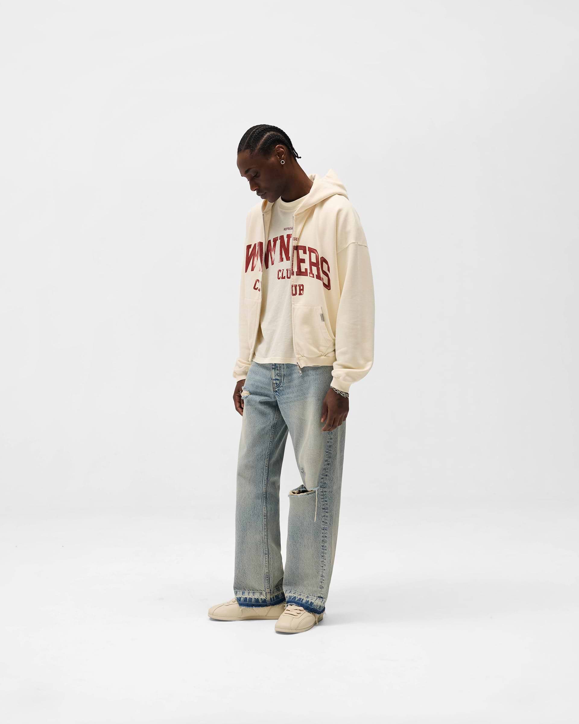 Represent Owners Club Zip Through Hoodie - Buttercream