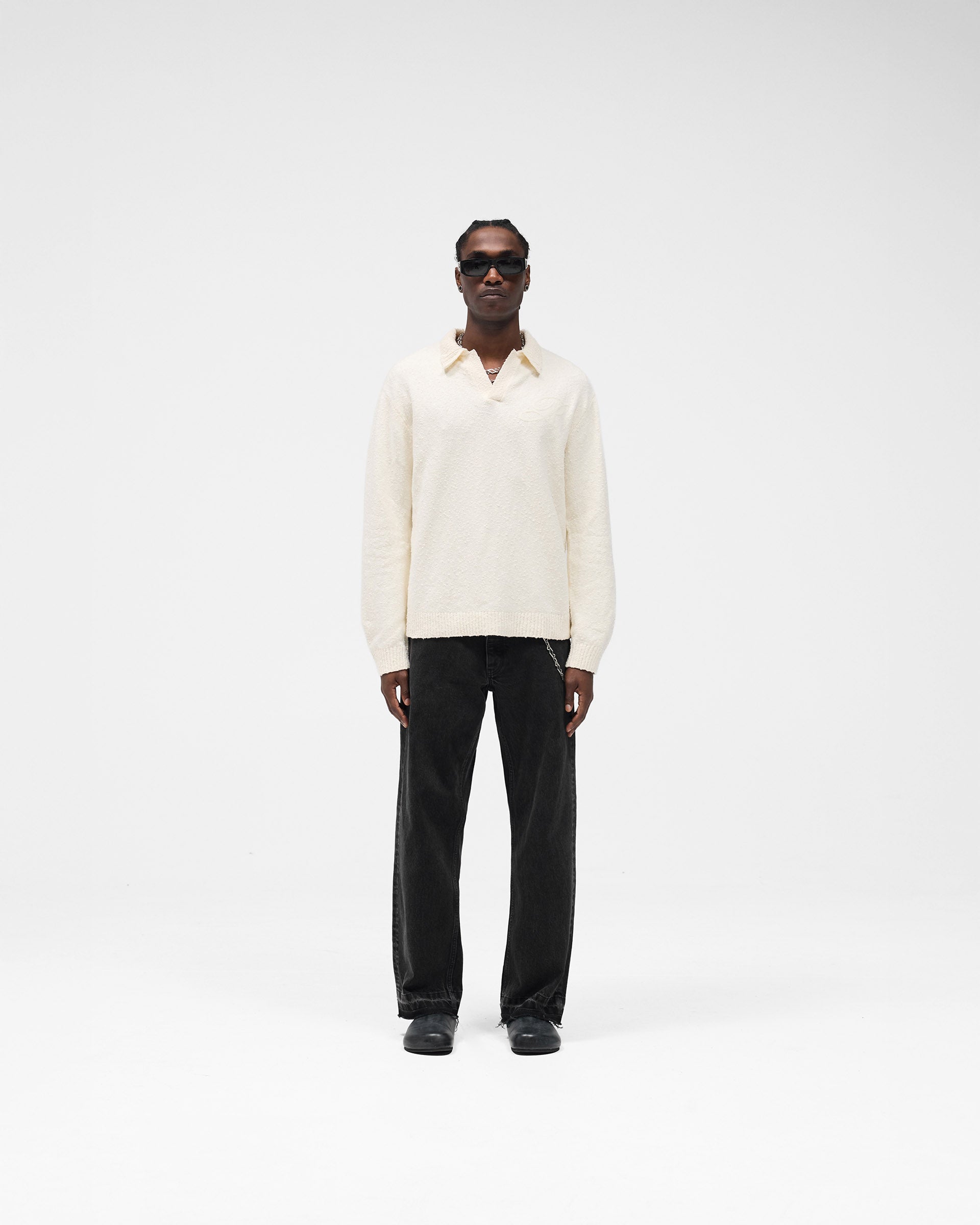 Knitted Polo - Aged White