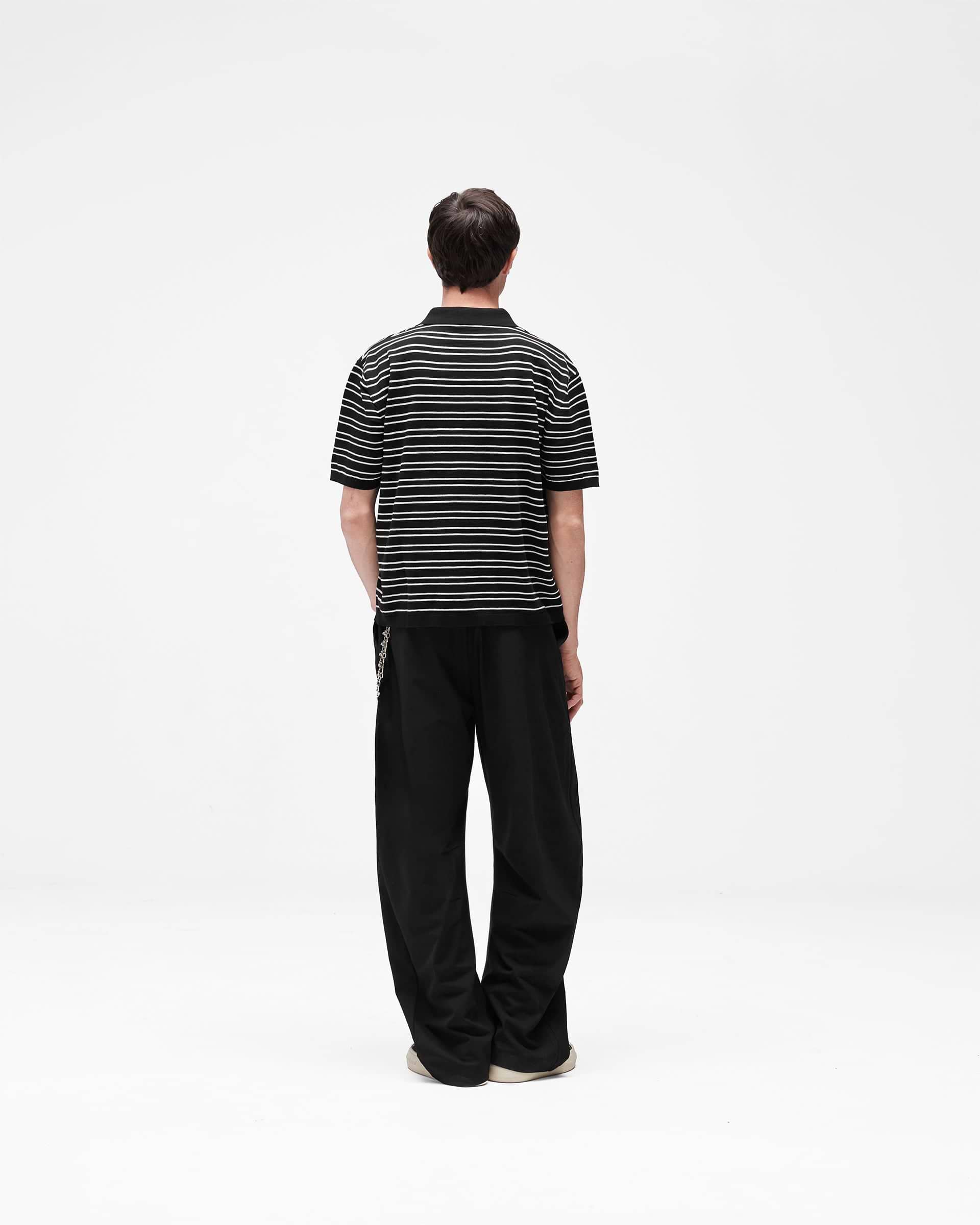 California Striped Knitted Polo - Jet Black