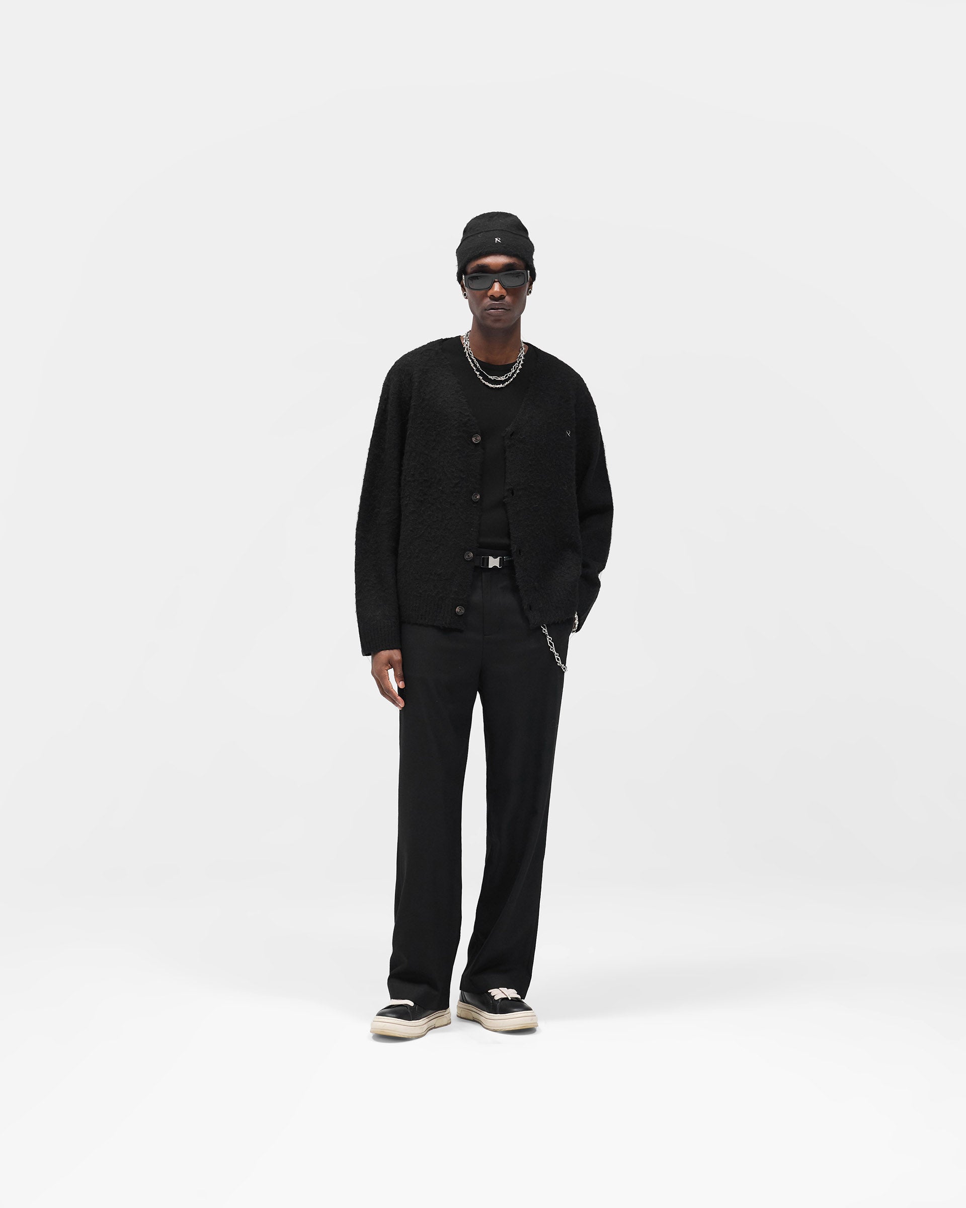 Textured Knit Cardigan - Jet Black