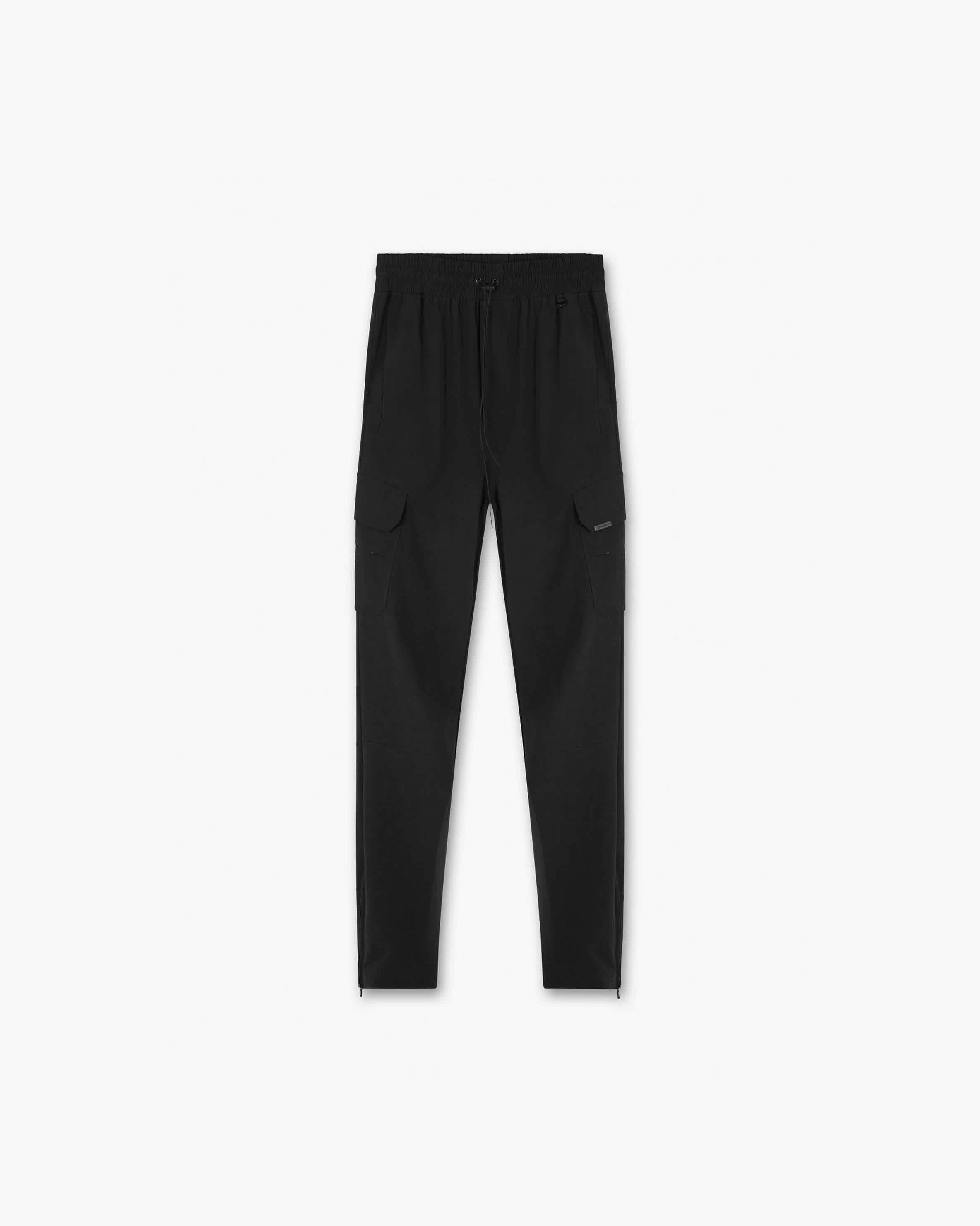 Front product image of mens black pants on a plain white background | 247 Zip Pant in Black | Pants with zip detailing | 247 Pants | Represent Clo