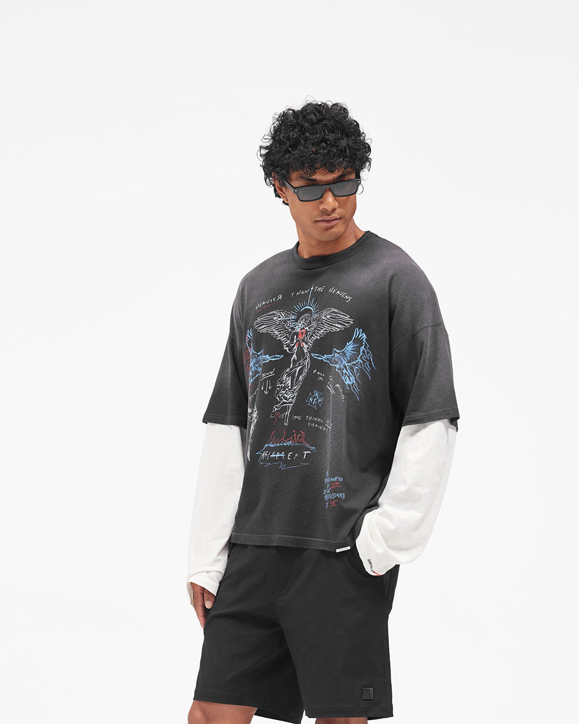 Heavier Than The Heavens Long Sleeve T-Shirt - Washed Black